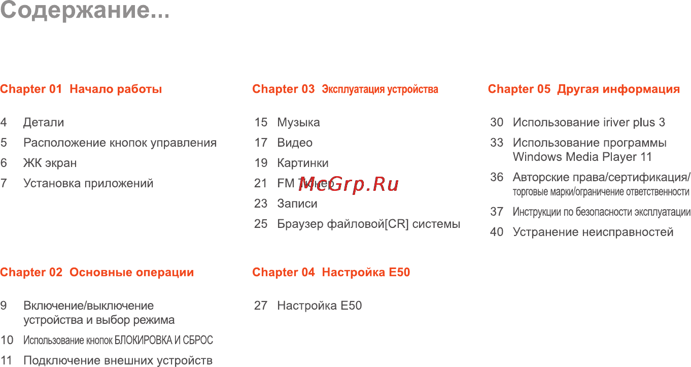 Iriver E-50 (4Gb) Black [2/42] Chapter 05 другая информация