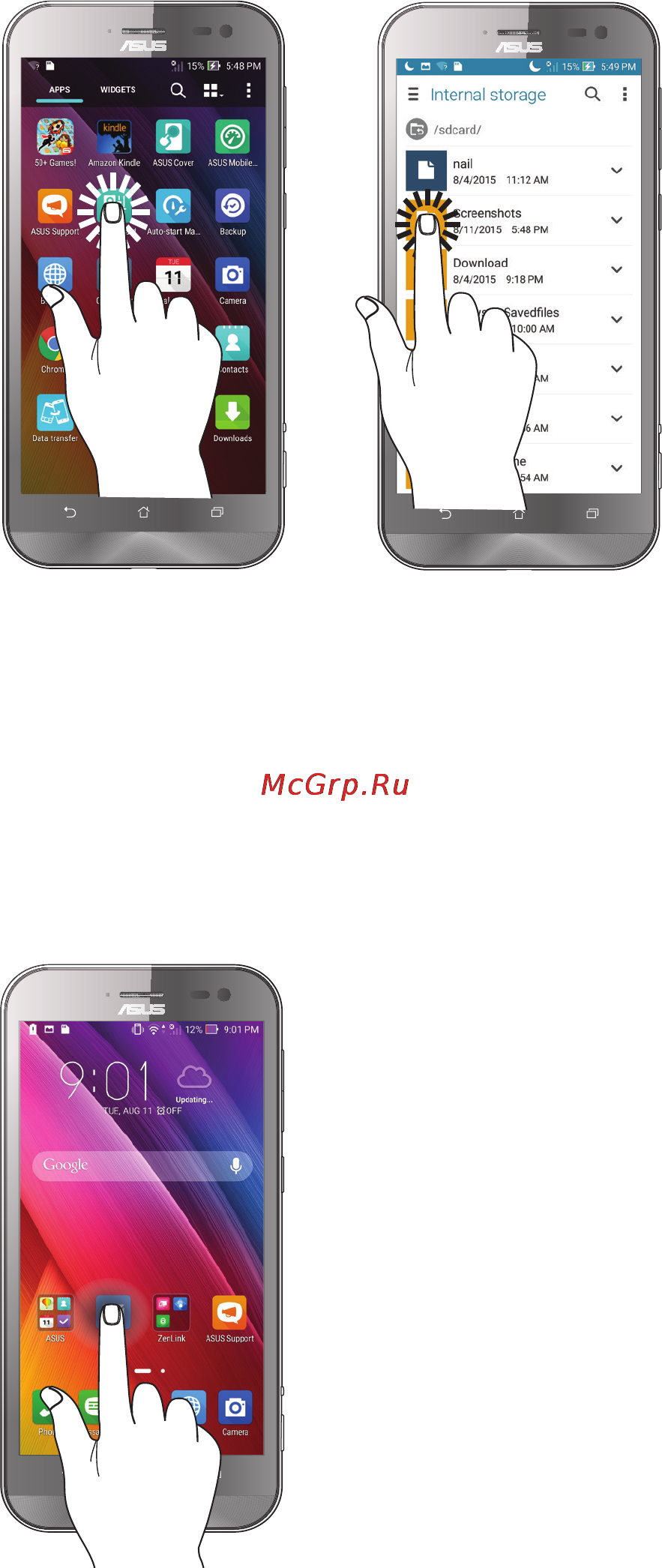 Asus zenfone zoom zx551ml-1a054ru 128gb, 4ram, black  черный [19/154] Using the touchscreen