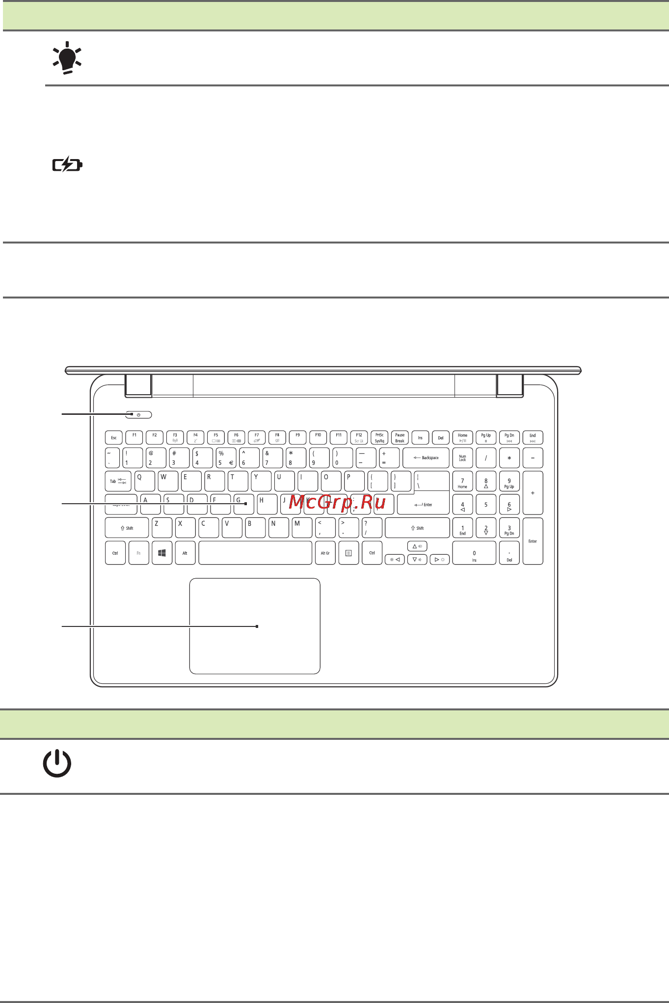 Acer extensa 2510g-p8hf, nx.eeyer.008 [10/95] Вид клавиатуры