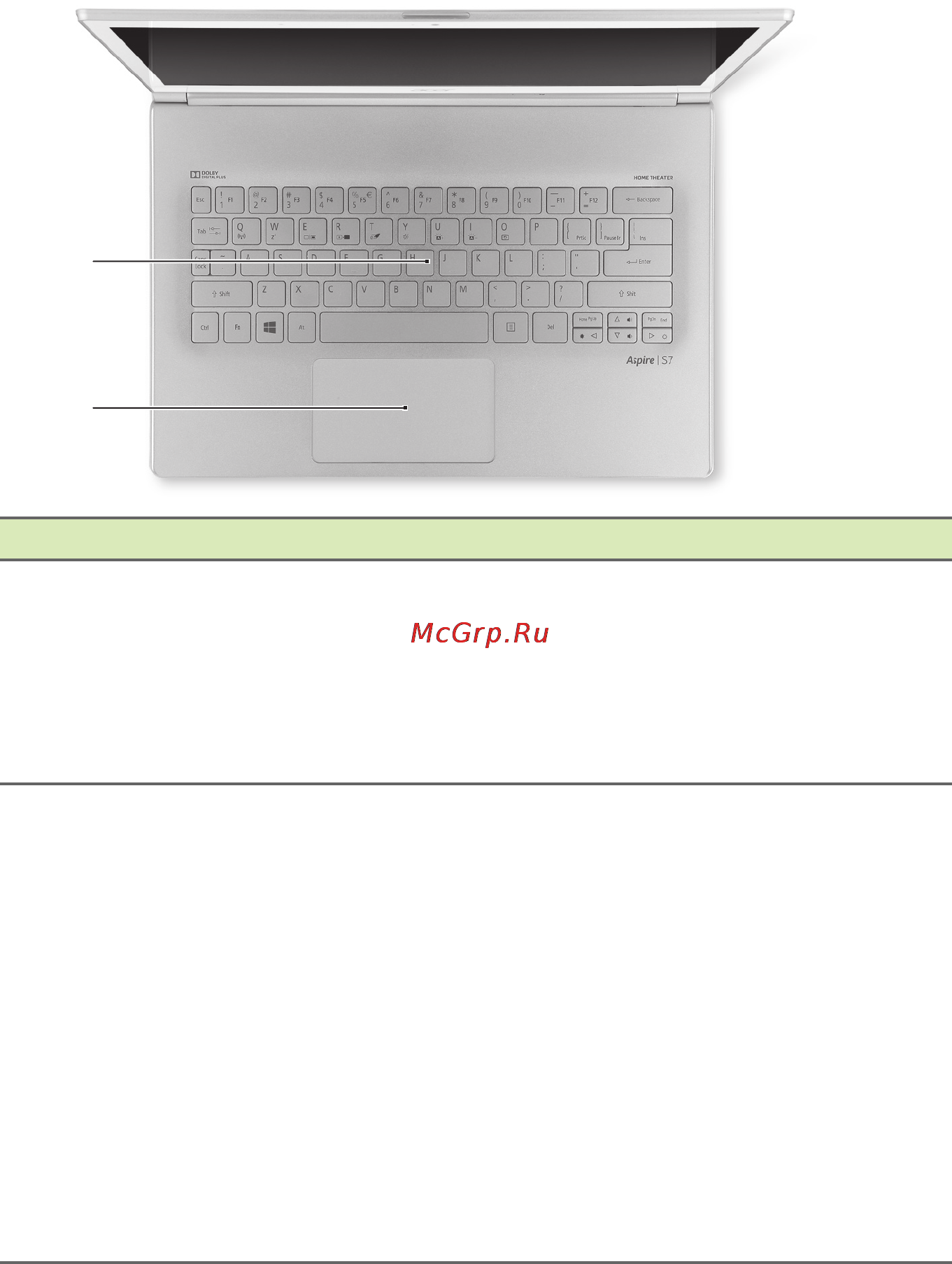 Acer Aspire S7-392 [11/99] Вид клавиатуры