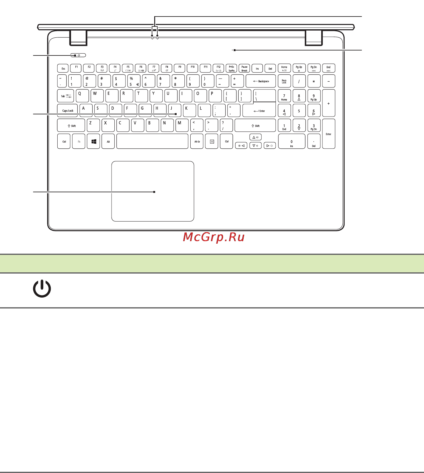 Acer aspire es1-512-p2kk, nx.mrwer.013 [10/95] Вид клавиатуры