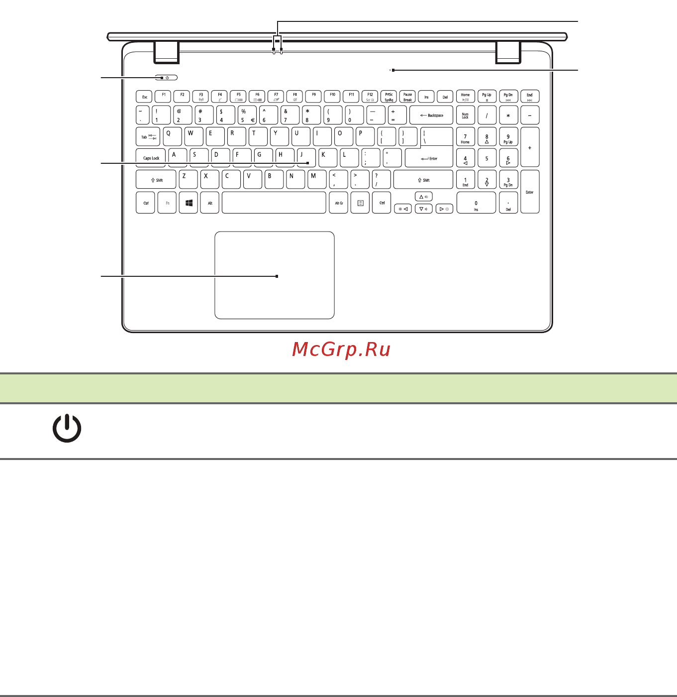 Acer aspire es1-531-c6lk, nx.mz8er.011 [10/94] Вид клавиатуры