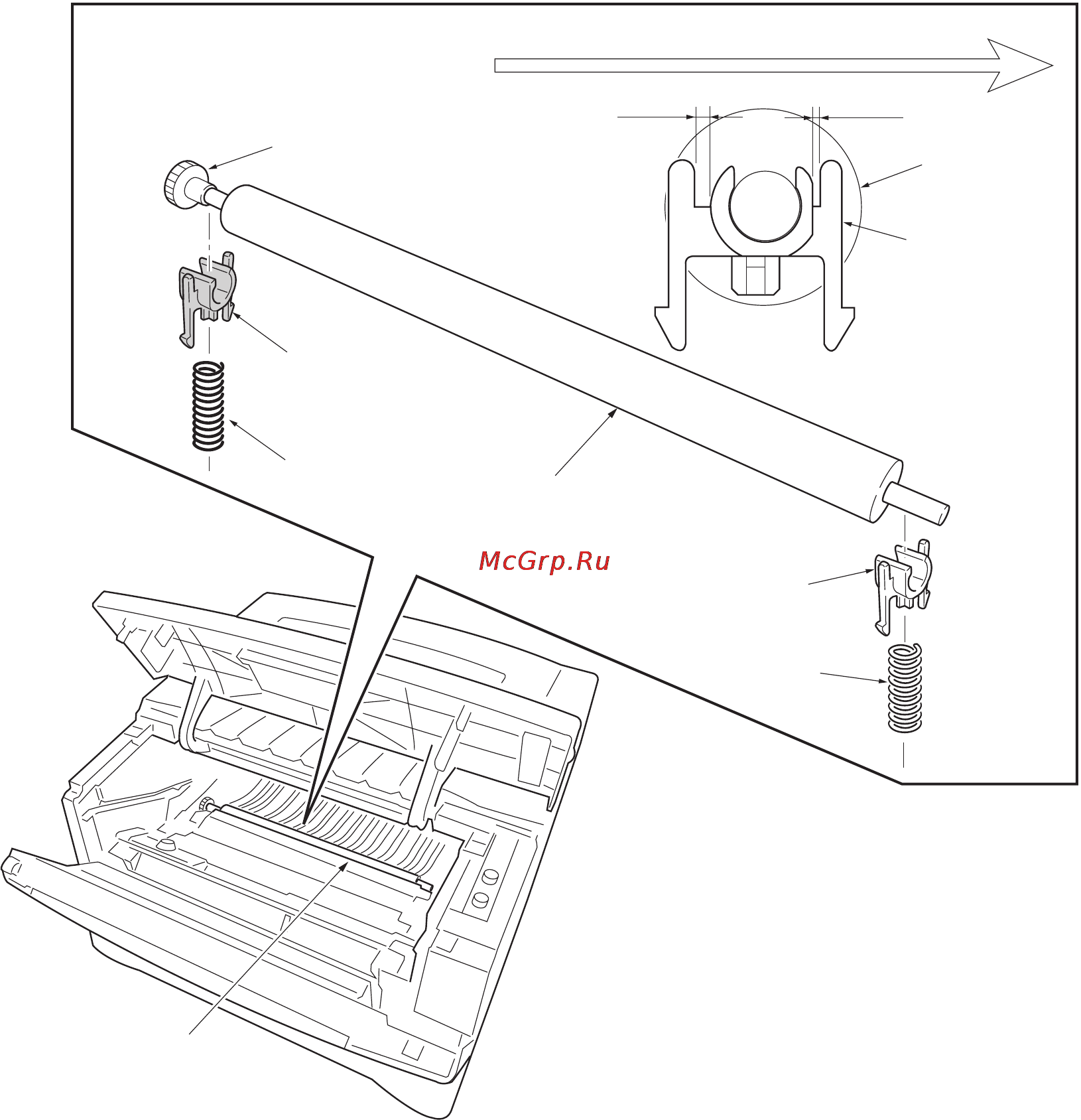 Kyocera FS-1030D [72/140] Remove the process unit see page 1 6 2 2 remove the transfer roller from the both bushes