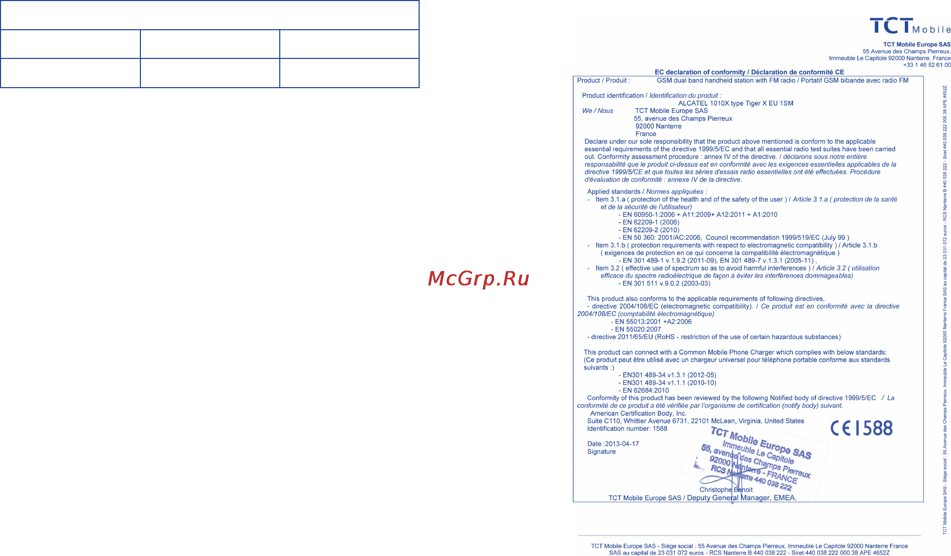 Alcatel ot1010d [5/28] Regulatory information
