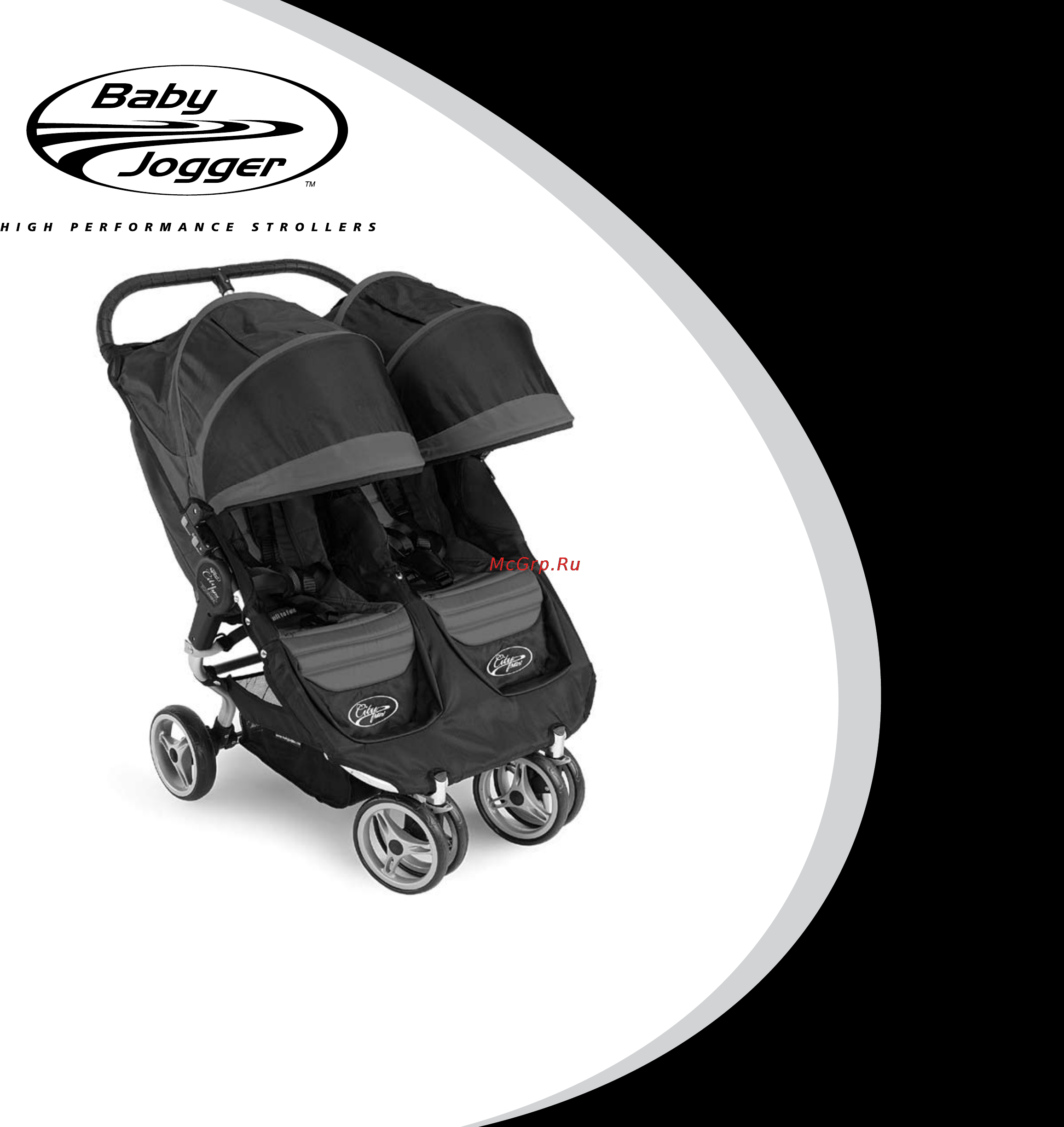 Baby Jogger city mini double черно-серый Инструкция по эксплуатации онлайн