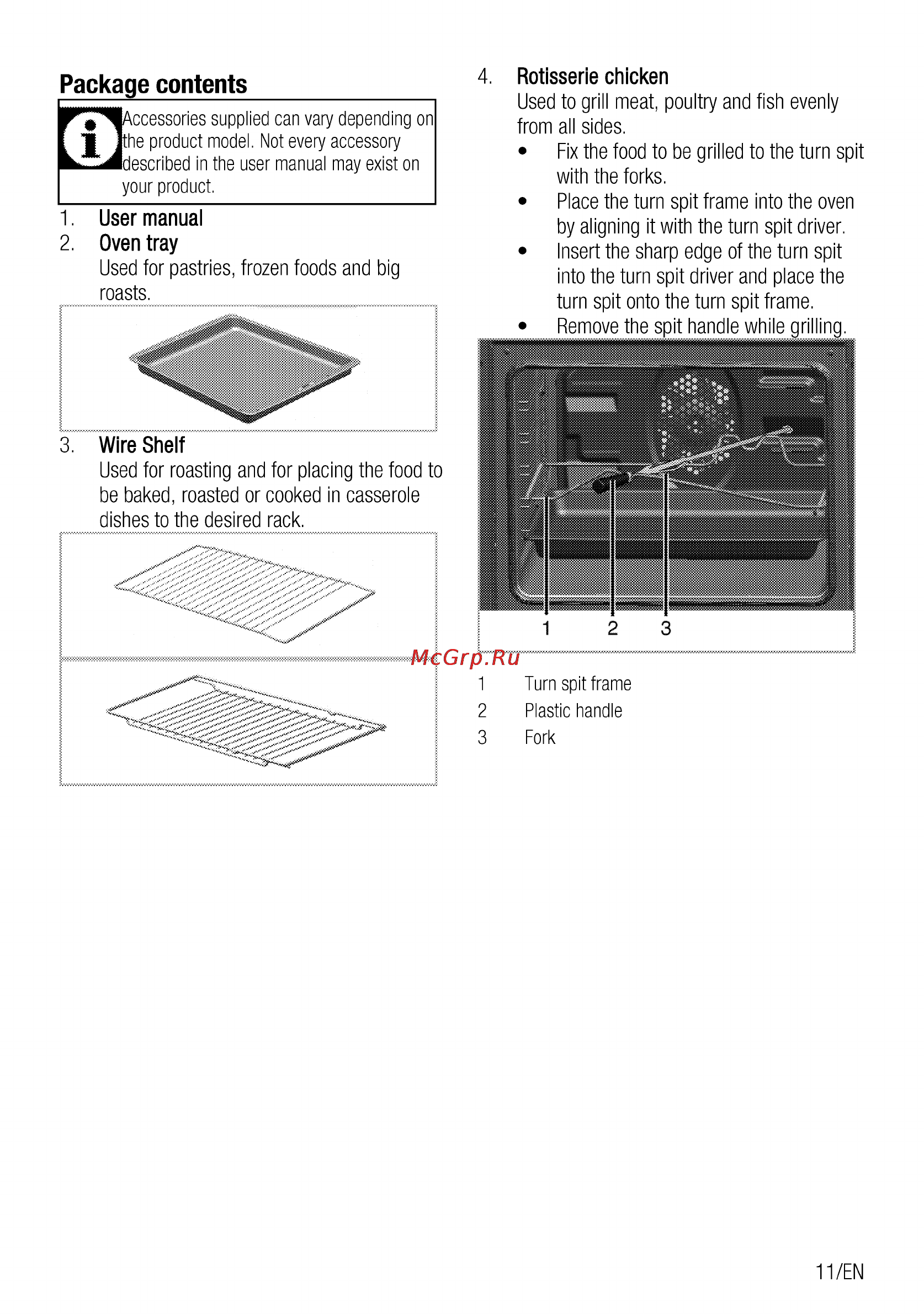 Beko css 54010 gw [11/100] Package contents