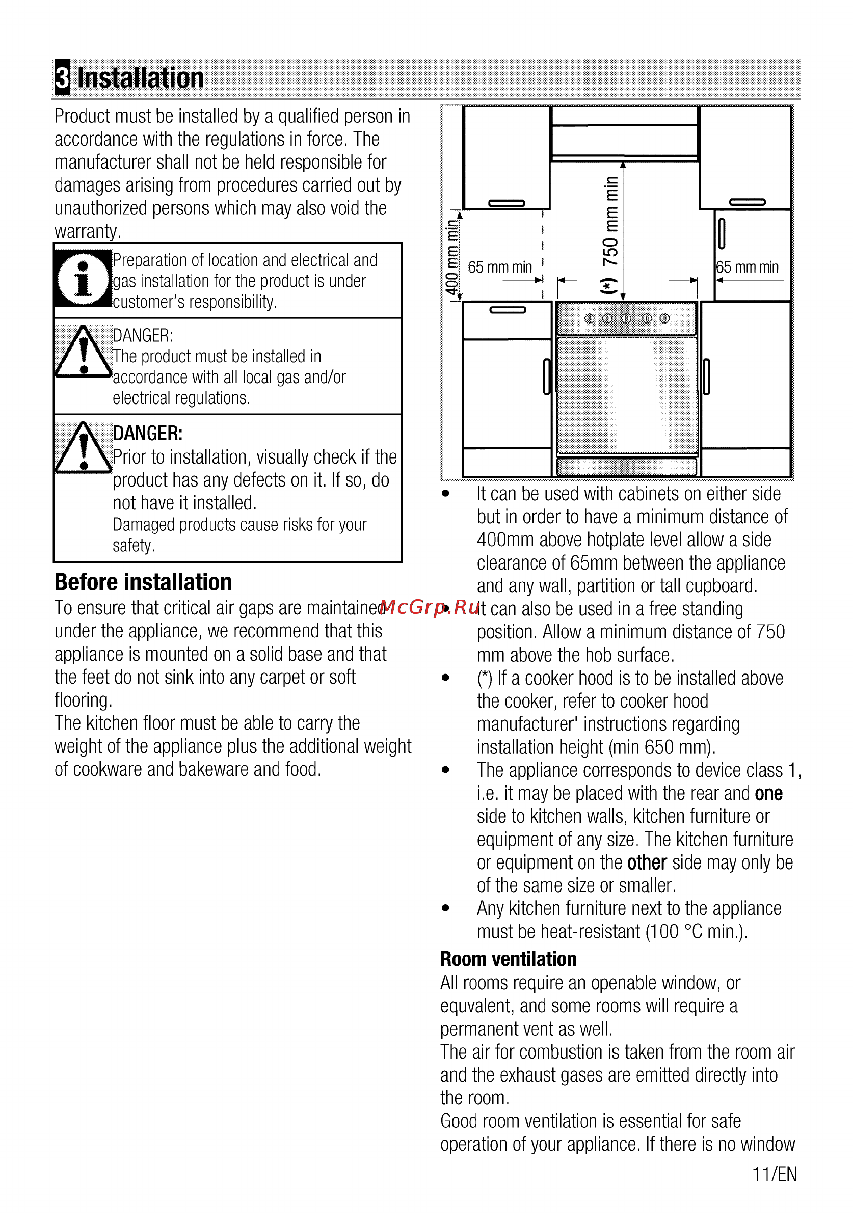 Beko csg 52010 w [11/84] Installation