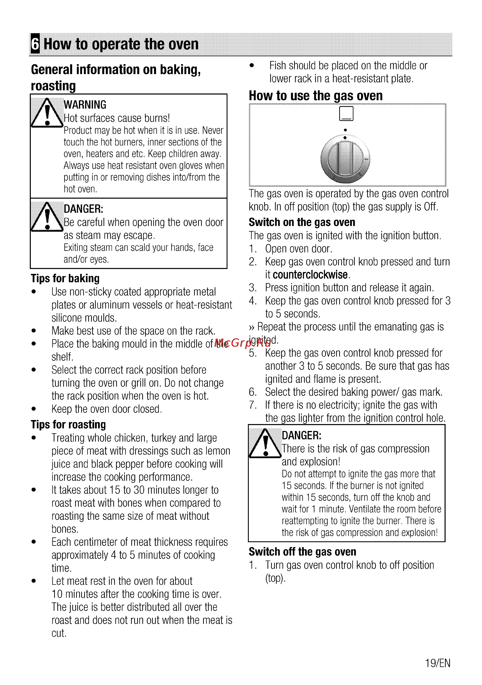 Beko csg 52010 w [19/84] How to operate the oven