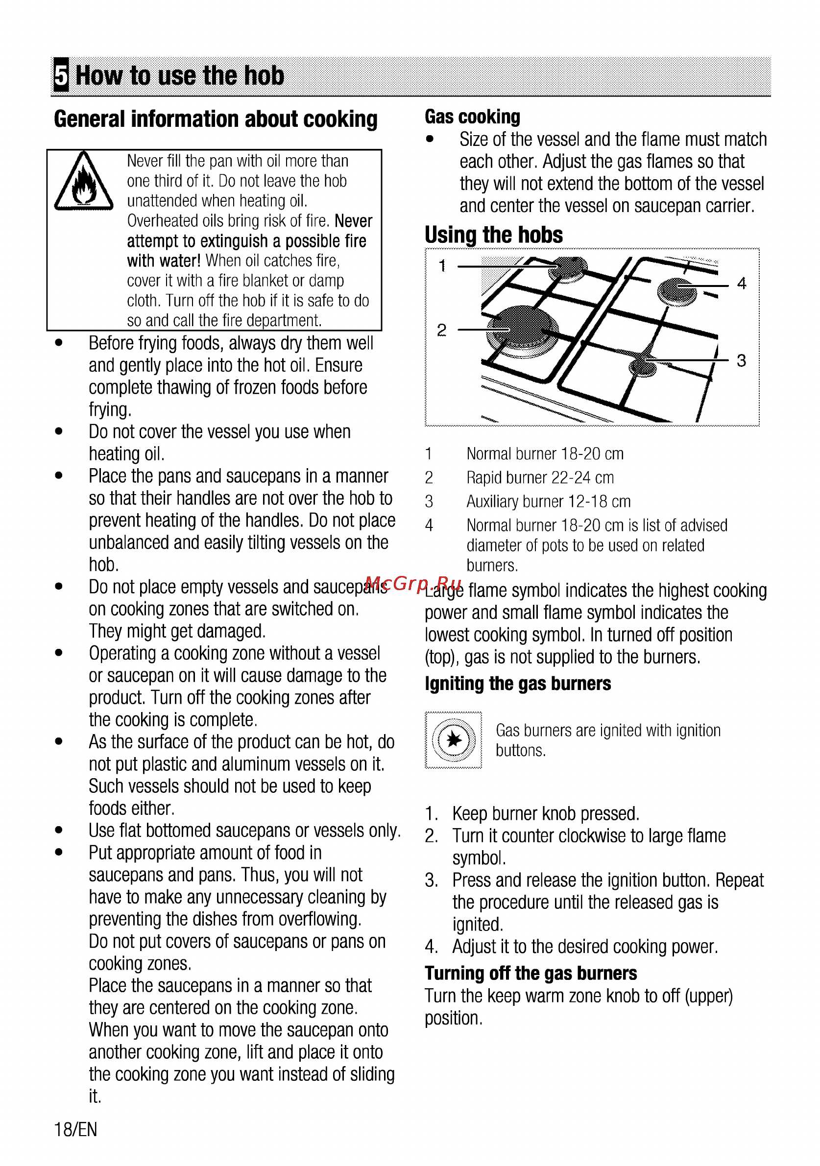 Beko cse 52110 gw [18/96] How to use the hob