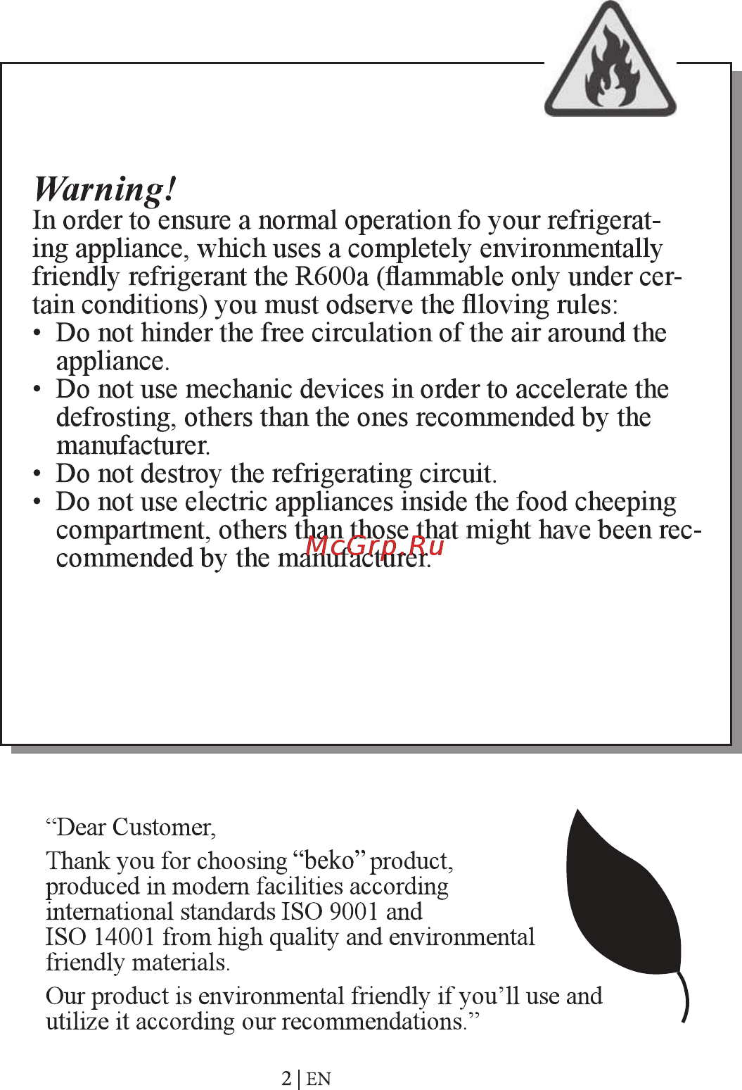 Beko CN 327120 S [26/84] Warning