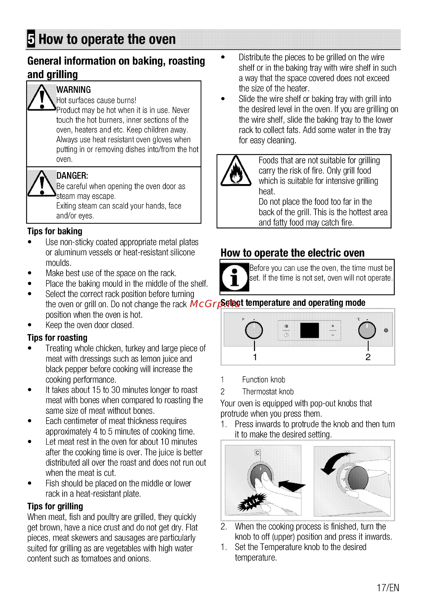 Beko BIM24301WCS [17/60] How to operate the oven