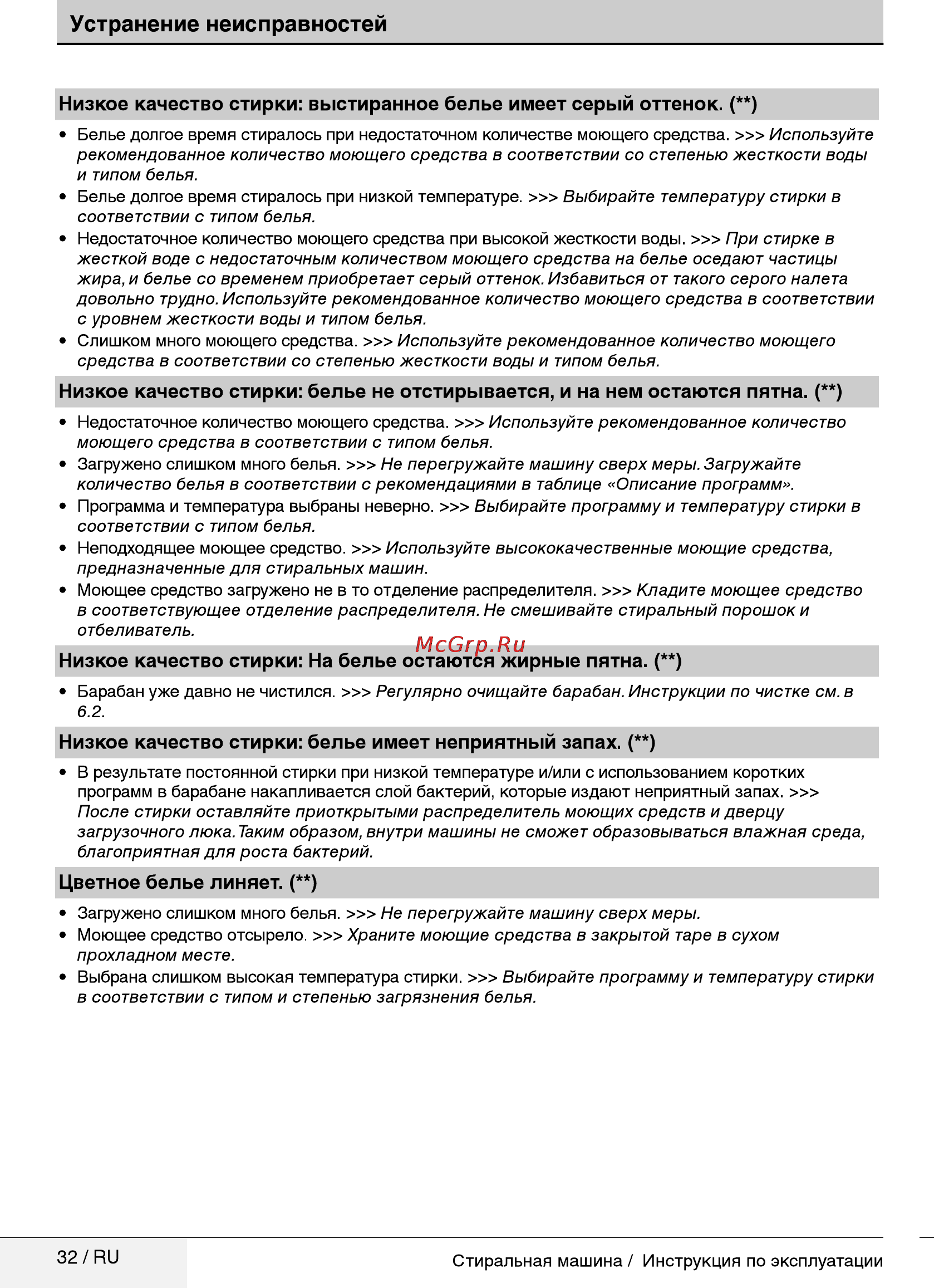 Beko wky 71021 lyw2 [32/40] Устранение неисправностей