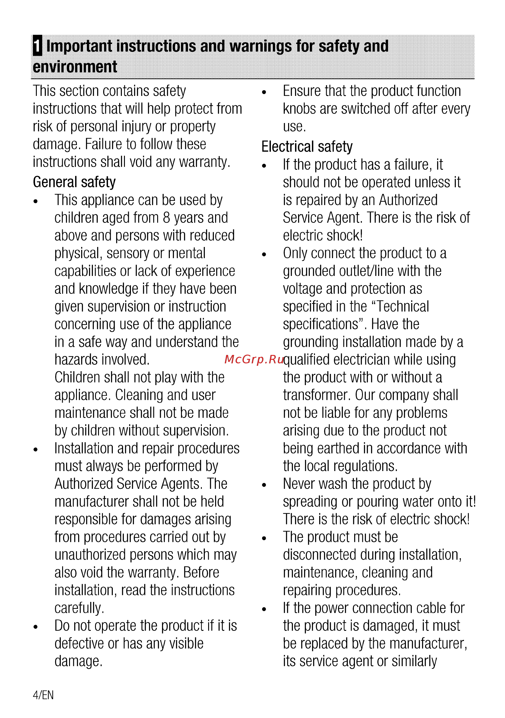 Beko bie 22300xp [4/60] Q important instructions and warnings for safety and