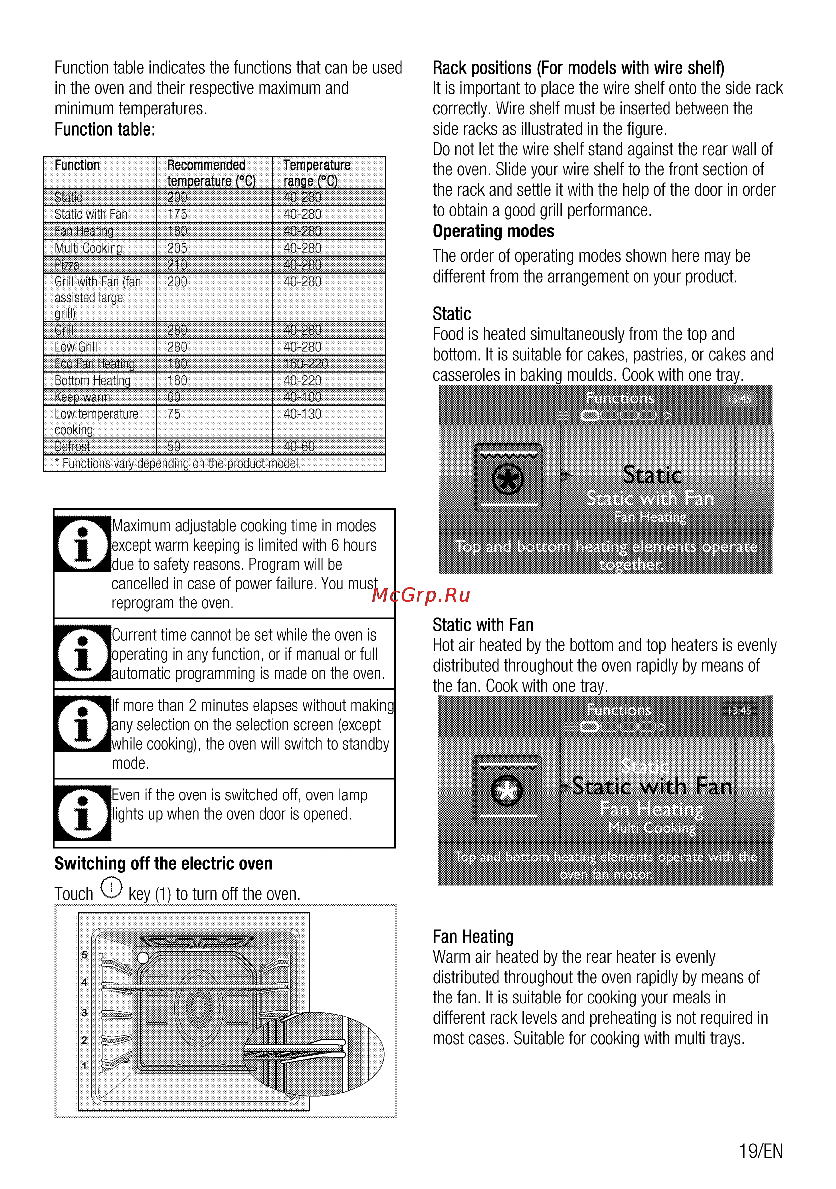 Beko bim 25800xms [19/84] Static with fan