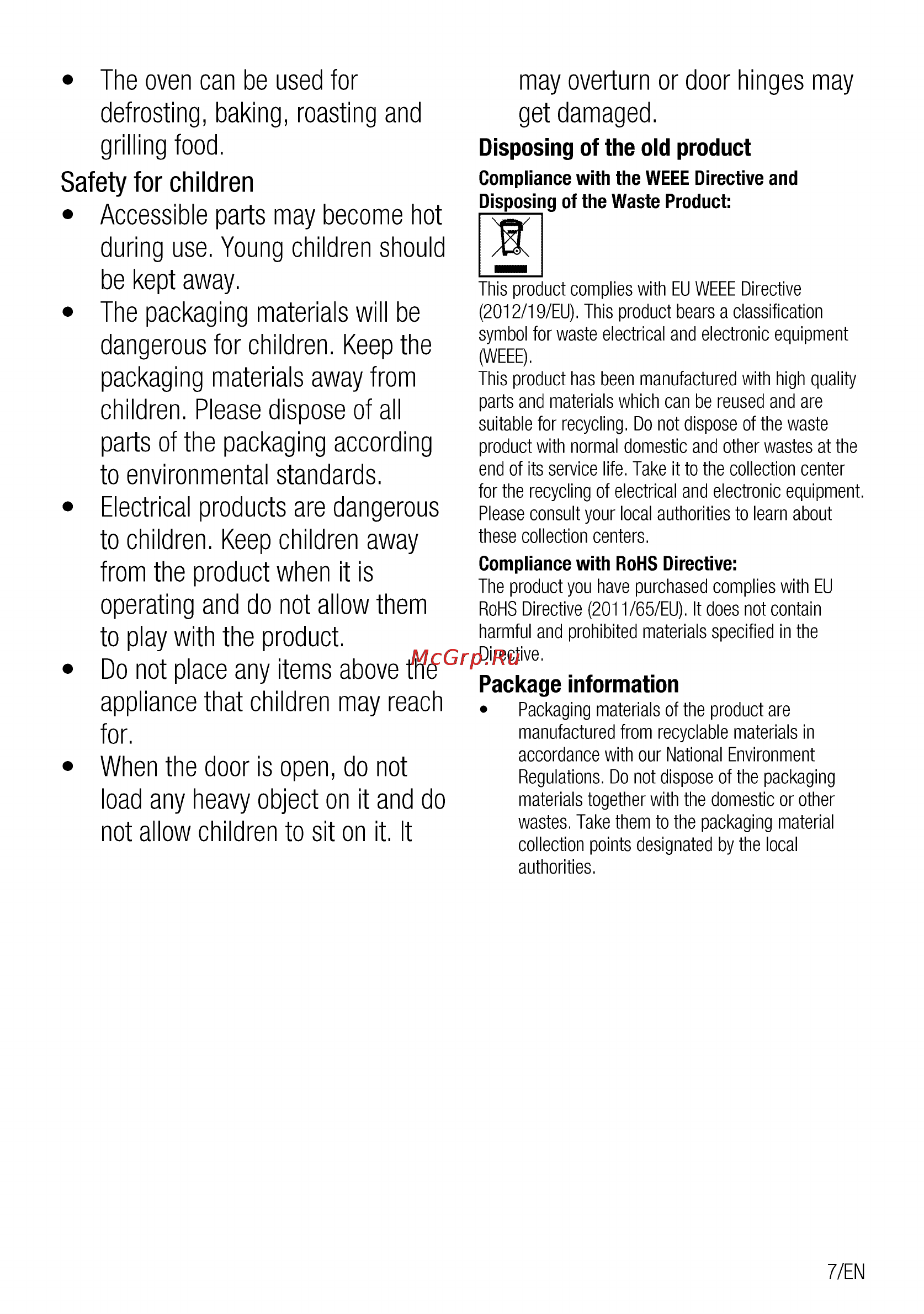 Beko bim 25800xms [7/84] Appliance that children may reach for