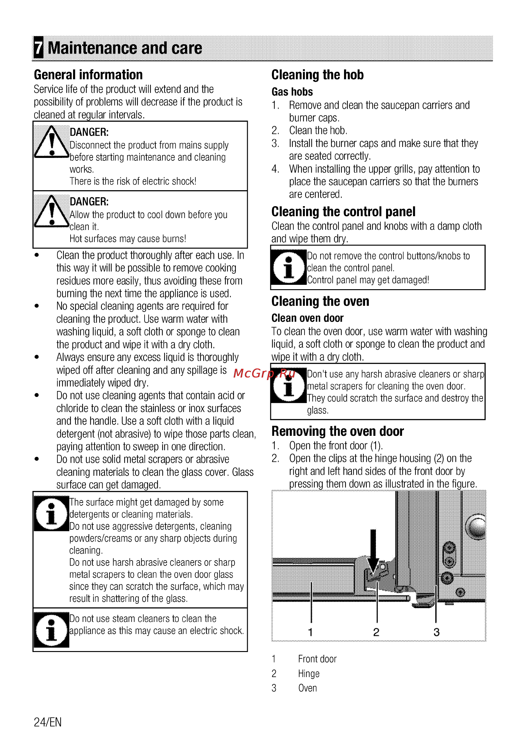 Beko csg 42111 gw [24/92] Q maintenance and care