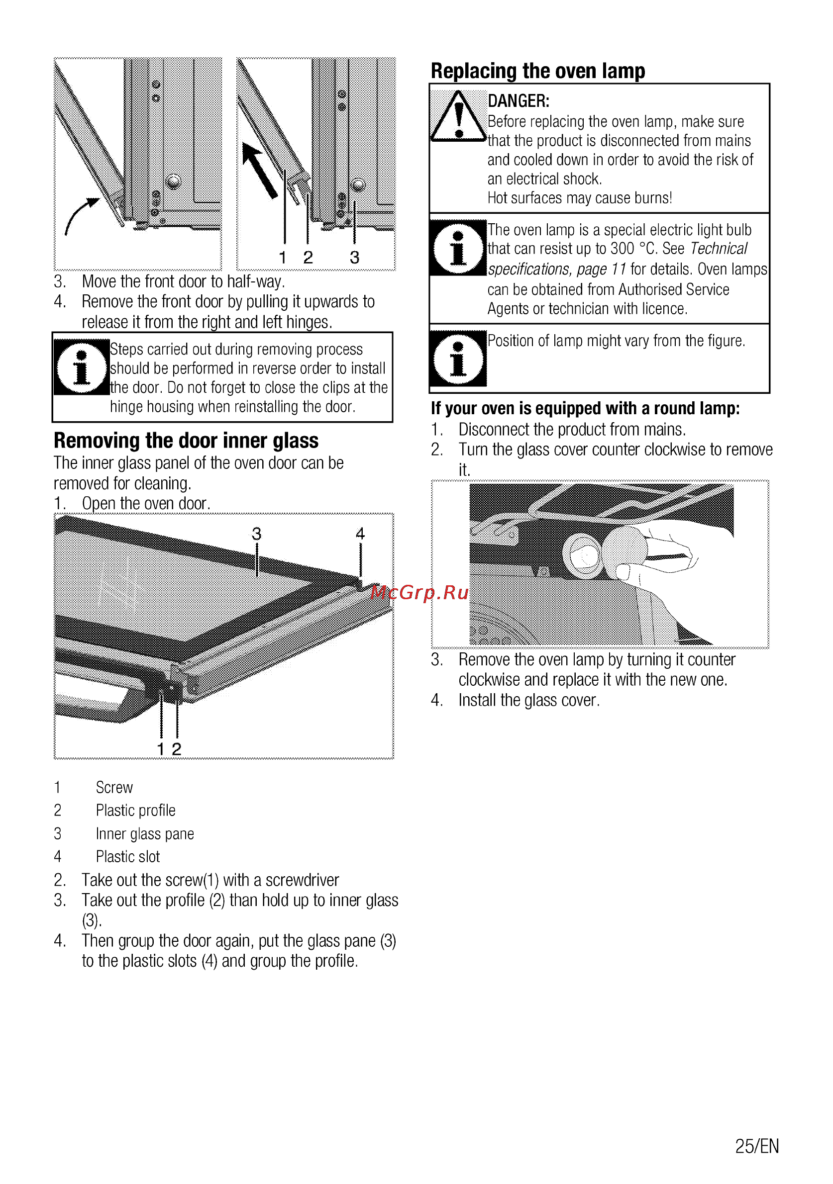 Beko csg 42111 gw [25/92] Removing the door inner glass