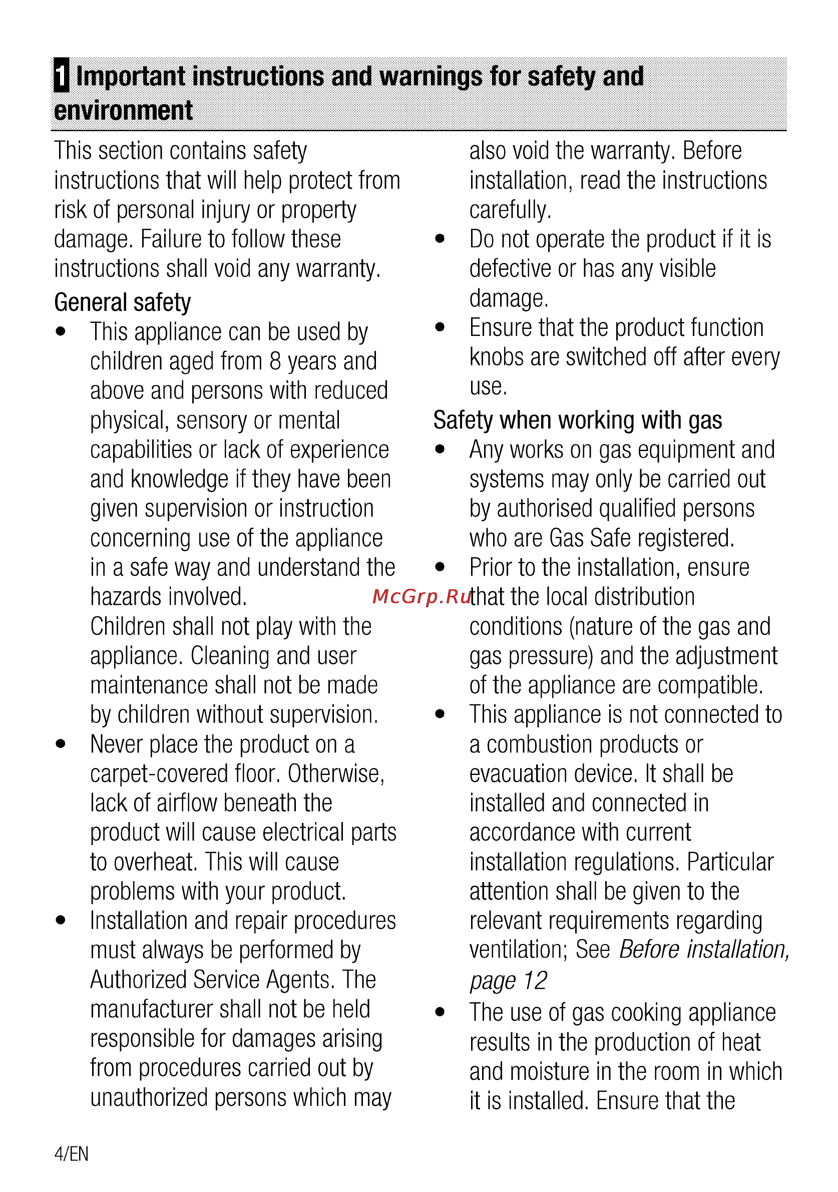 Beko csg 42111 gw [4/92] Q important instructions and warnings for safety and