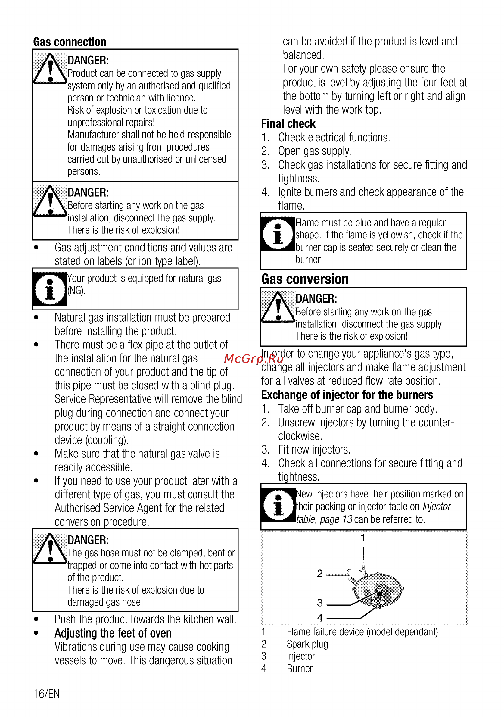 Beko csm 62321 da [16/72] Gas conversion