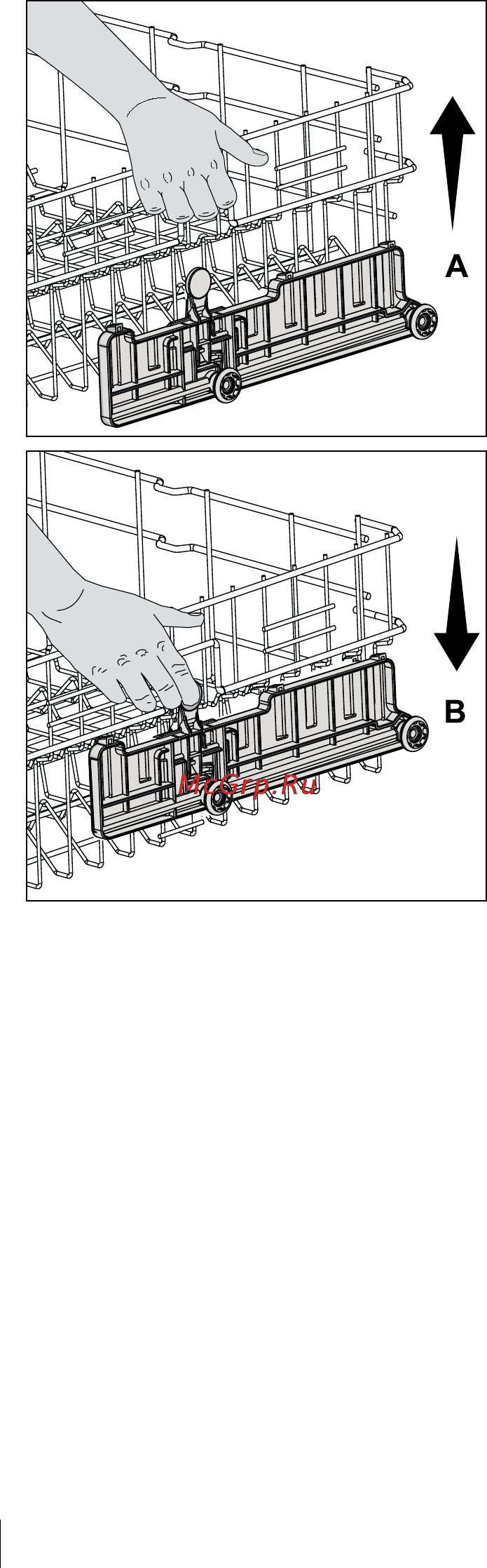 Beko dfs 05010w [22/33] Adjusting the height of loaded upper basket