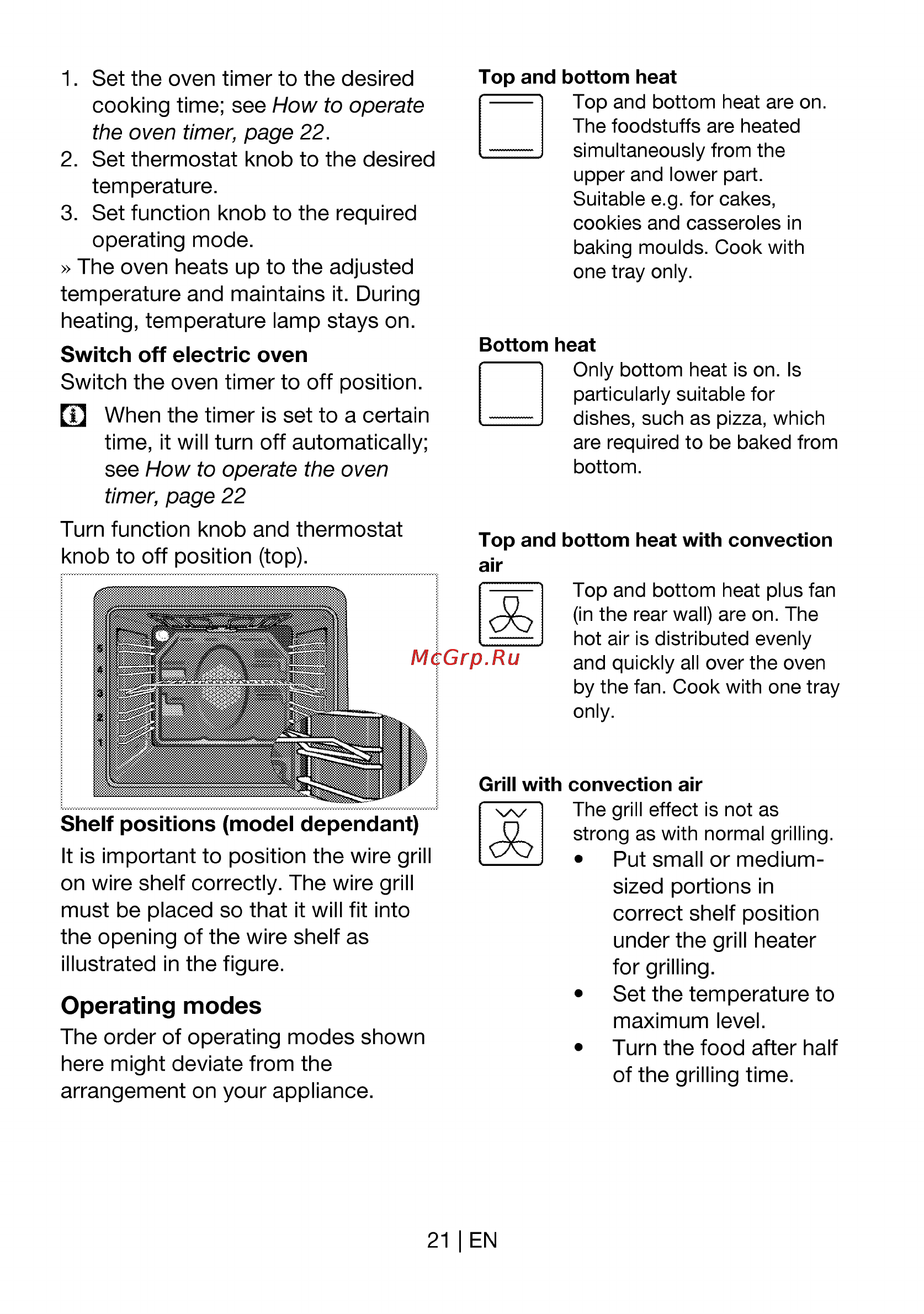 Beko CSE 63120 GW [22/88] Operating modes