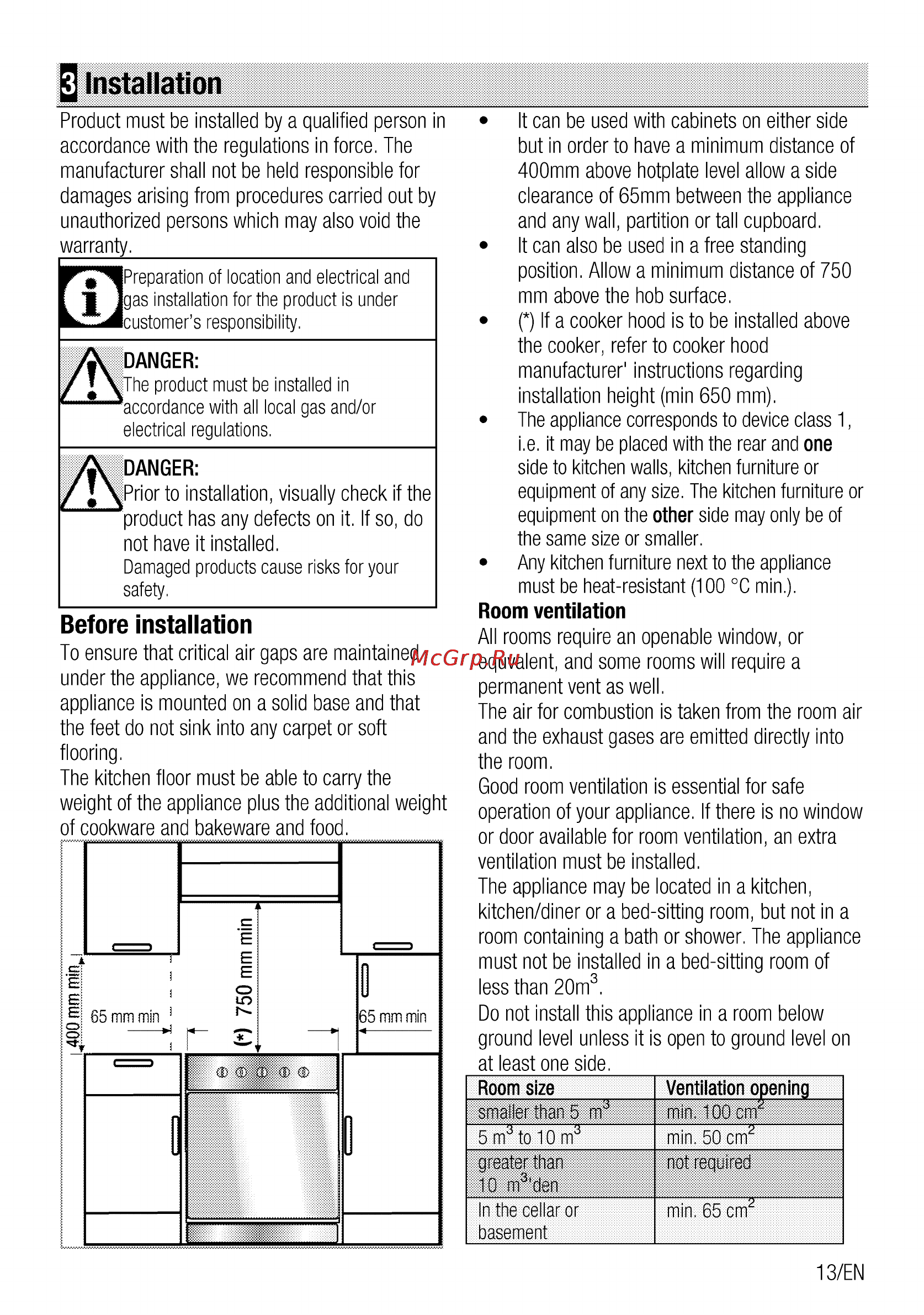 Beko CSG 63010 GW [13/68] Installation