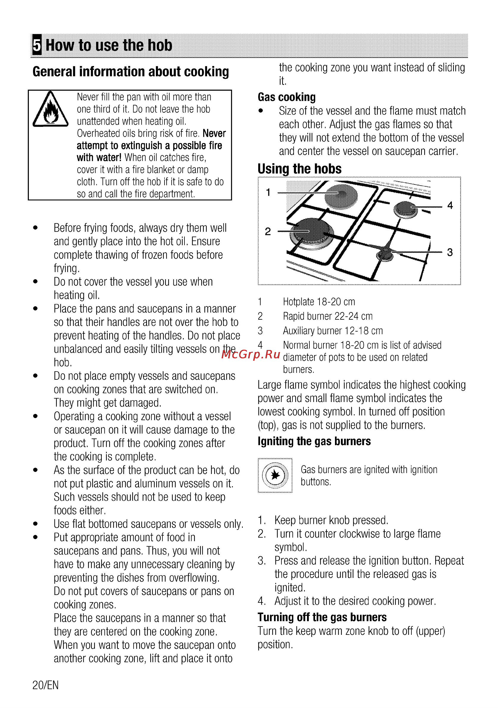 Beko CSG 63010 GW [20/68] How to use the hob