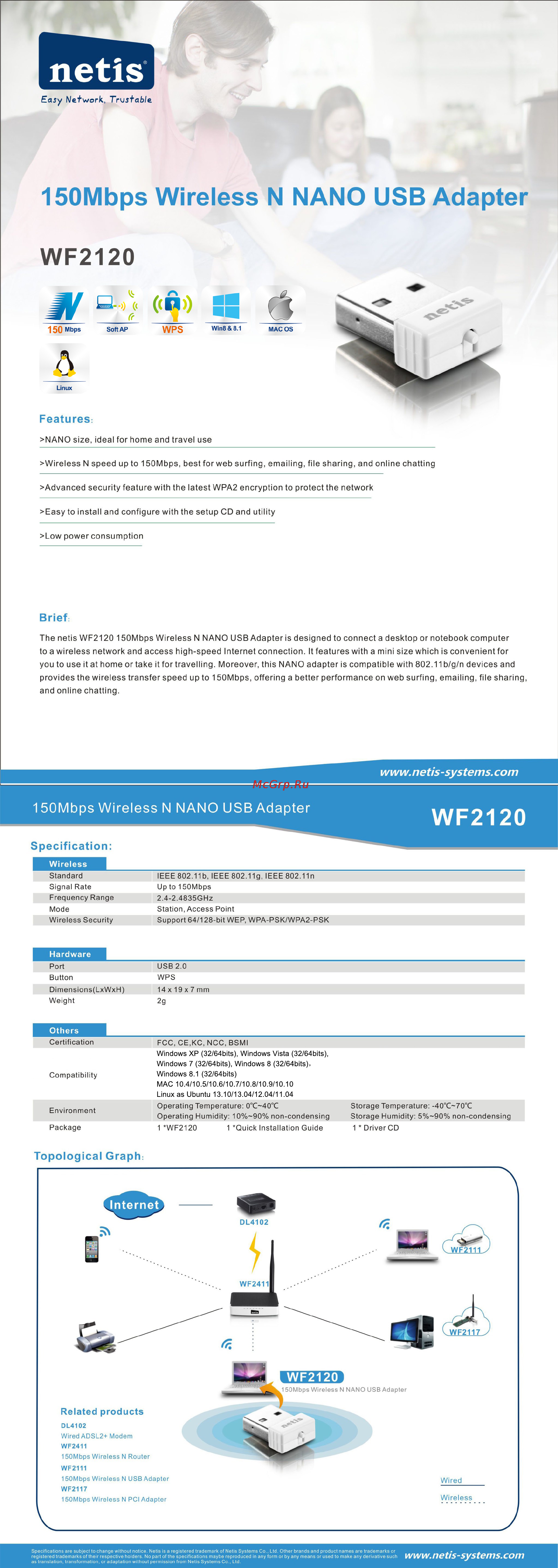 Netis WF2120 Технические характеристики онлайн