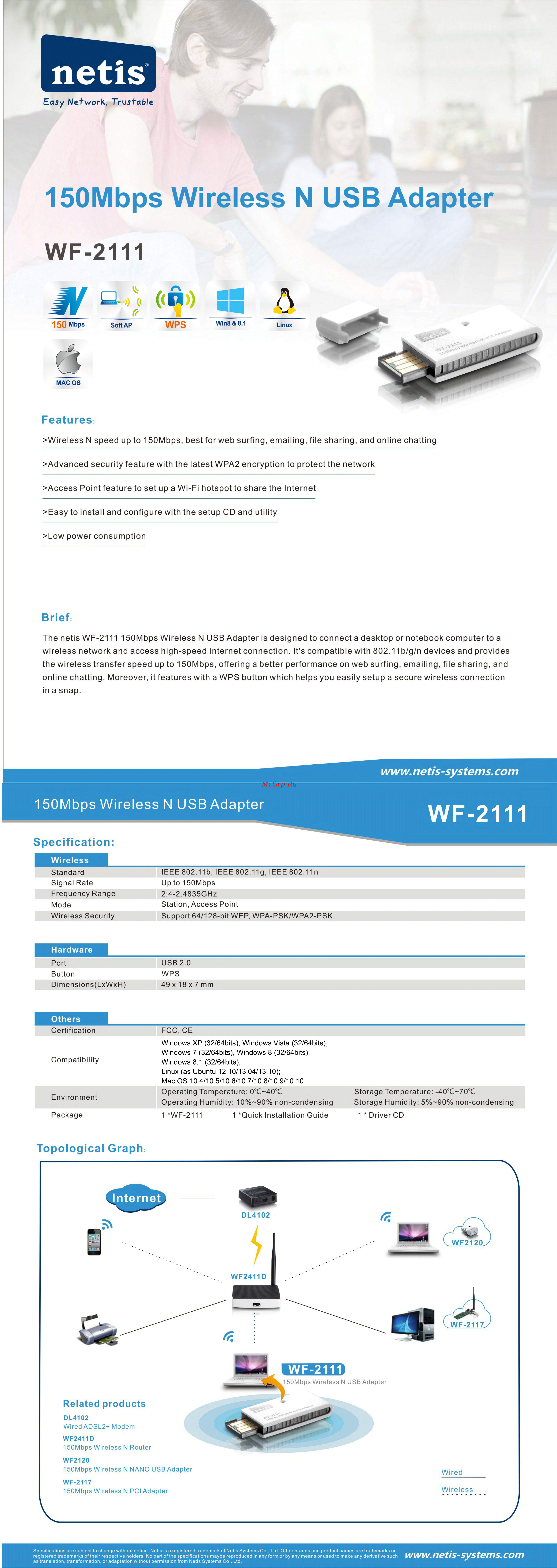 Netis WF2111 Технические характеристики онлайн