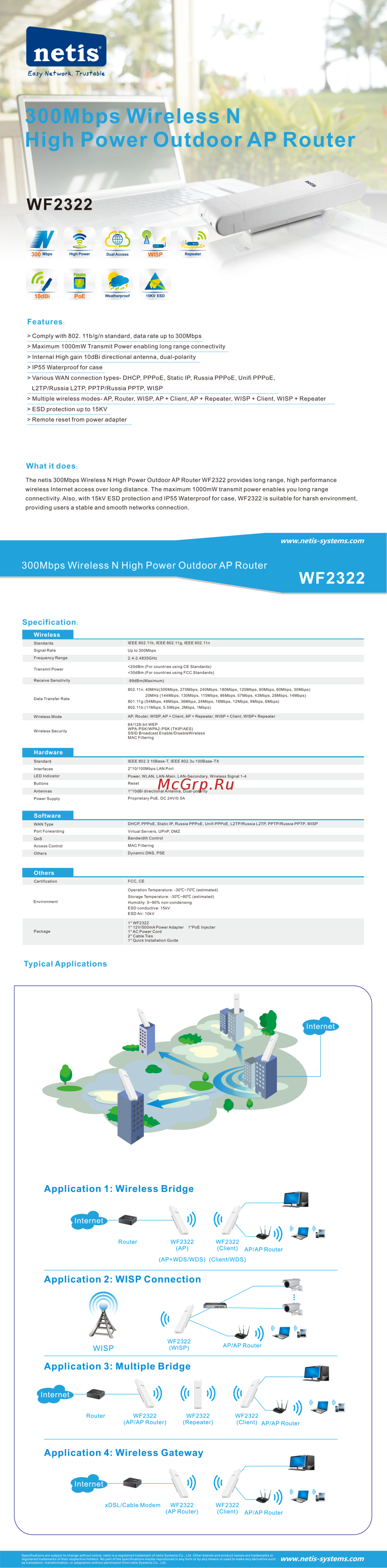 Netis WF2322 Инструкция по эксплуатации