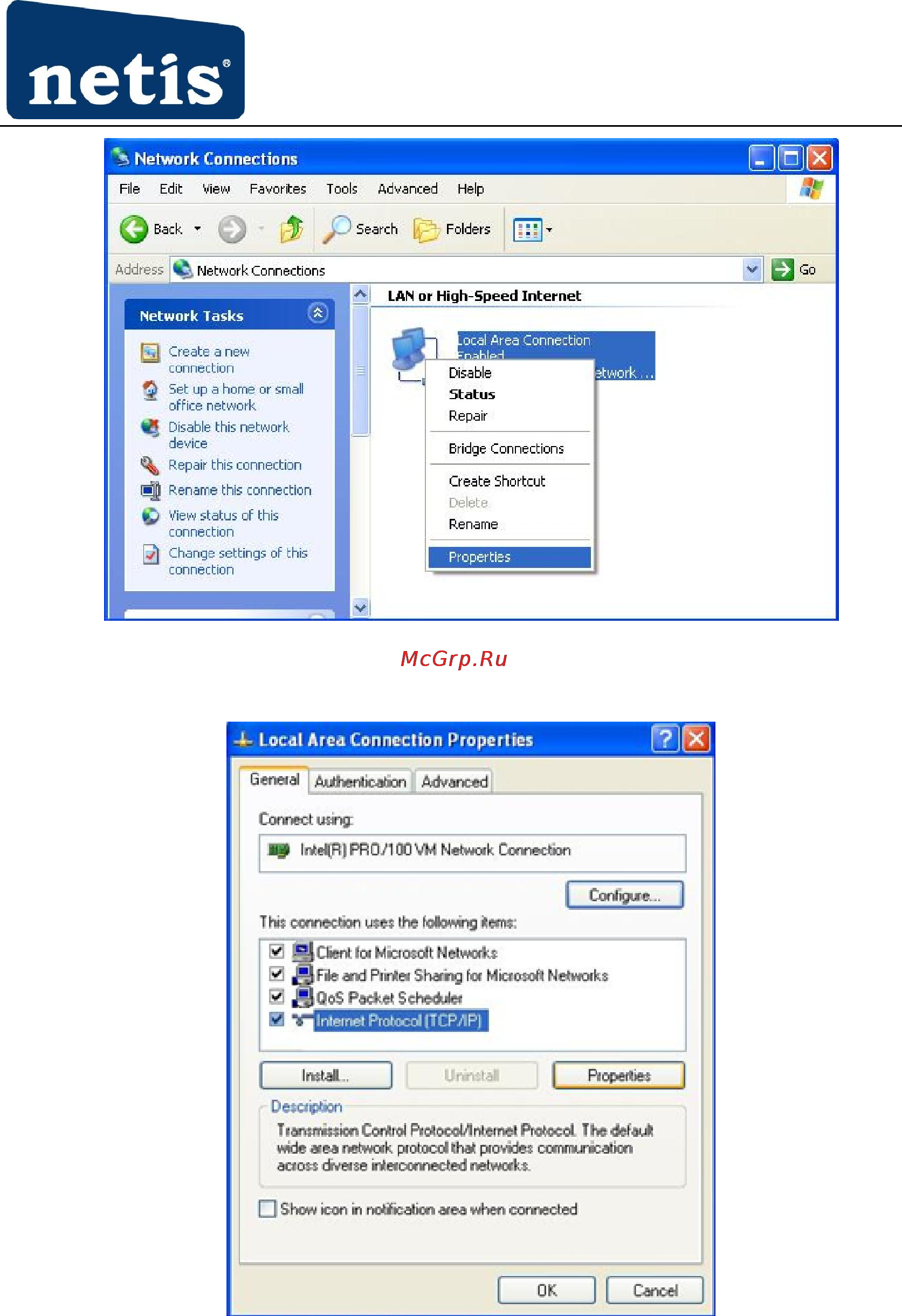Netis WF-2301 [16/51] Highlight internet protocol tcp ip and then press properties button