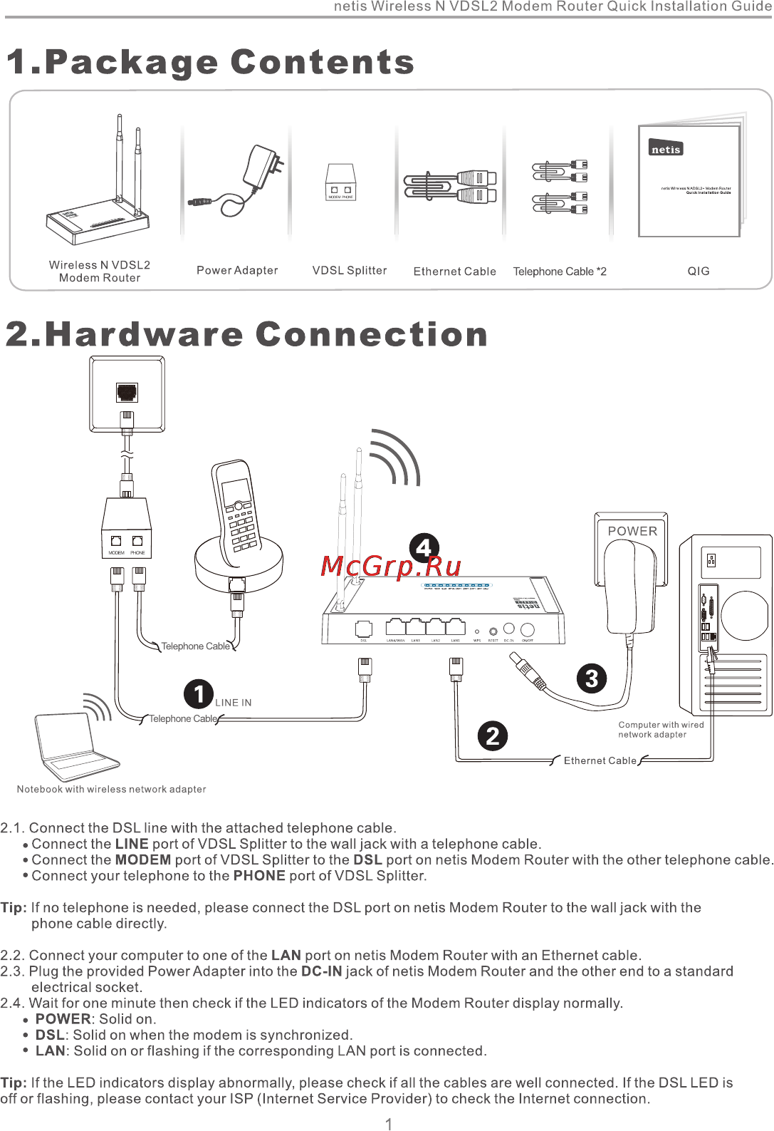 Netis DL4422 [3/12] Package contents