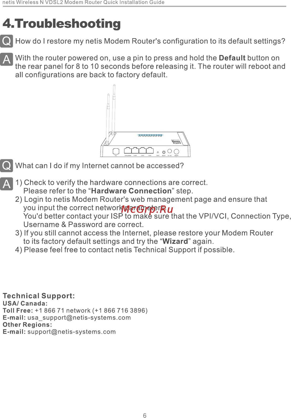 Netis DL4422 [8/12] Troubleshooting