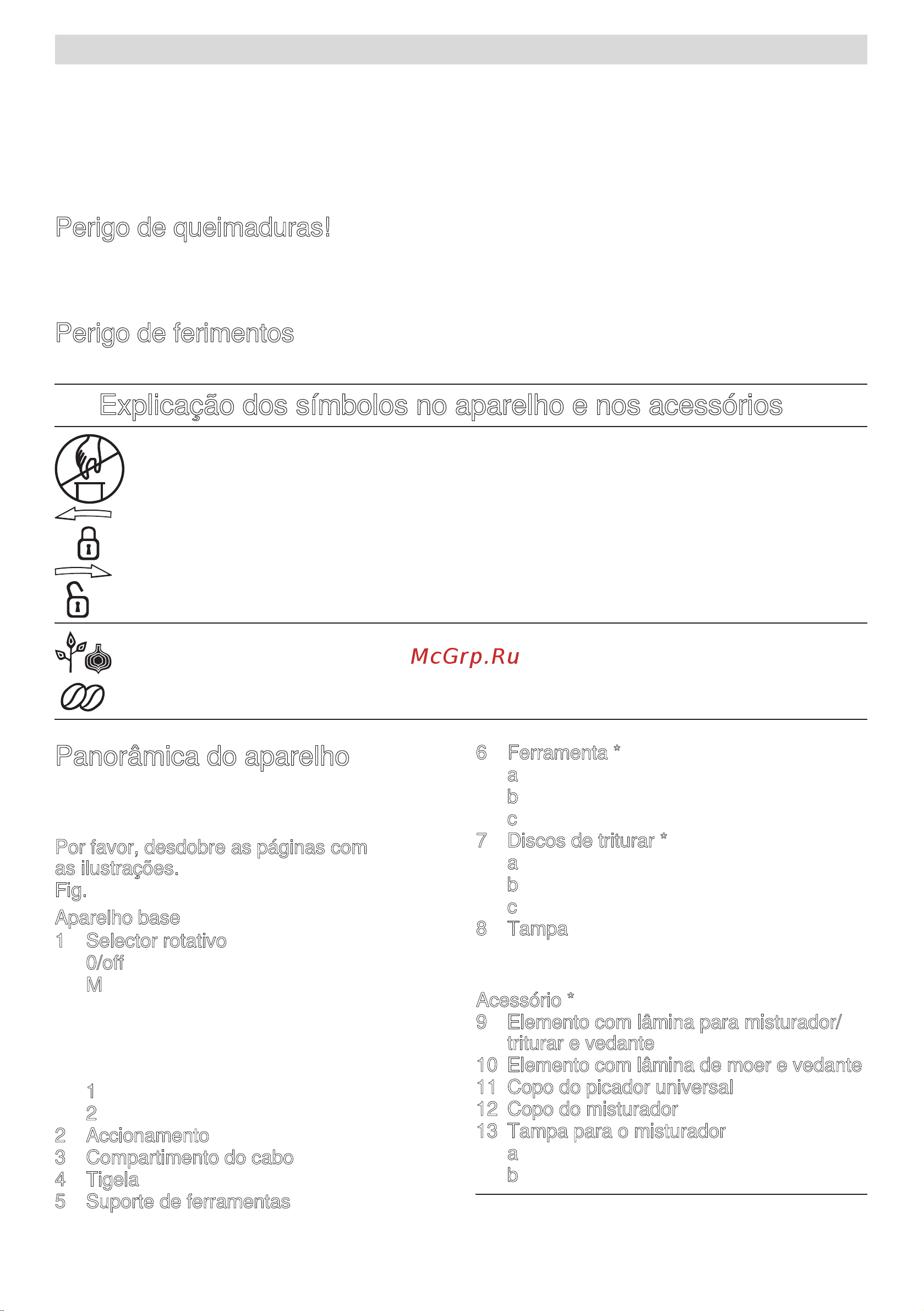Bosch mcm 3100w [103/194] Explicação dos símbolos no aparelho e nos acessórios