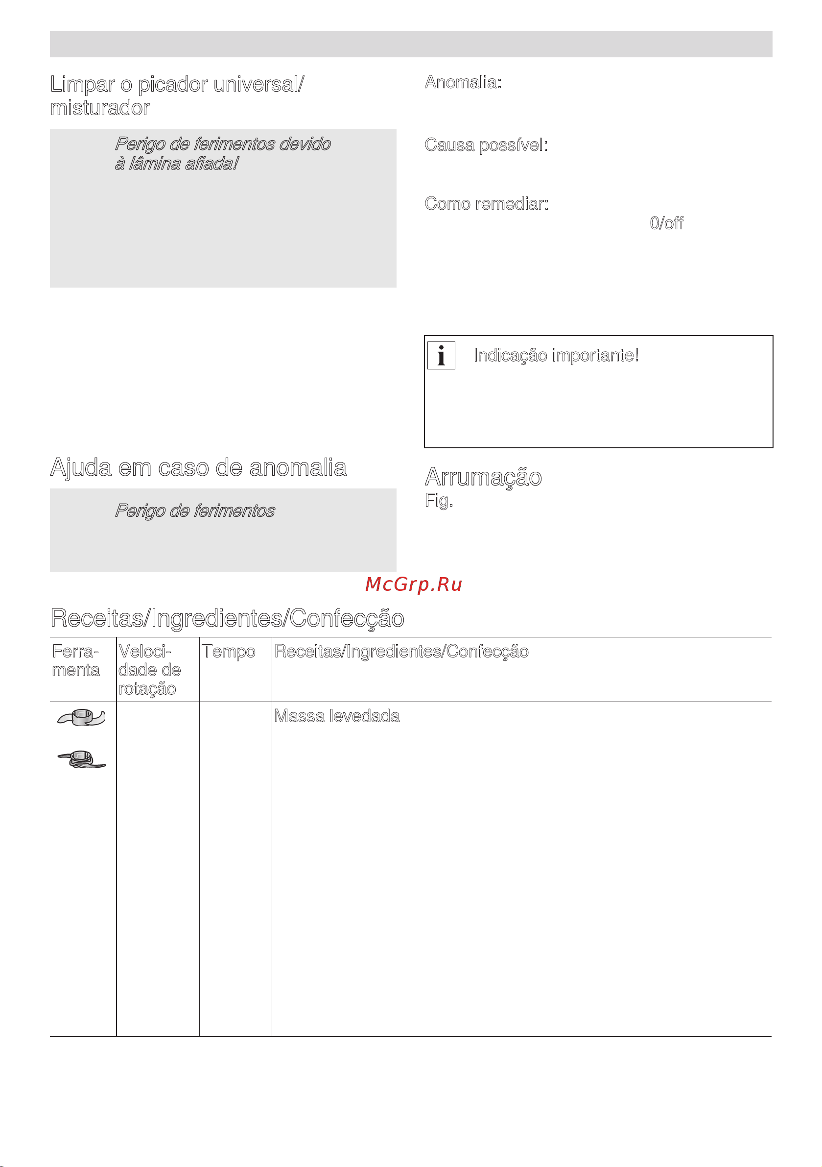 Bosch mcm 3200w [108/194] Ajuda em caso de anomalia