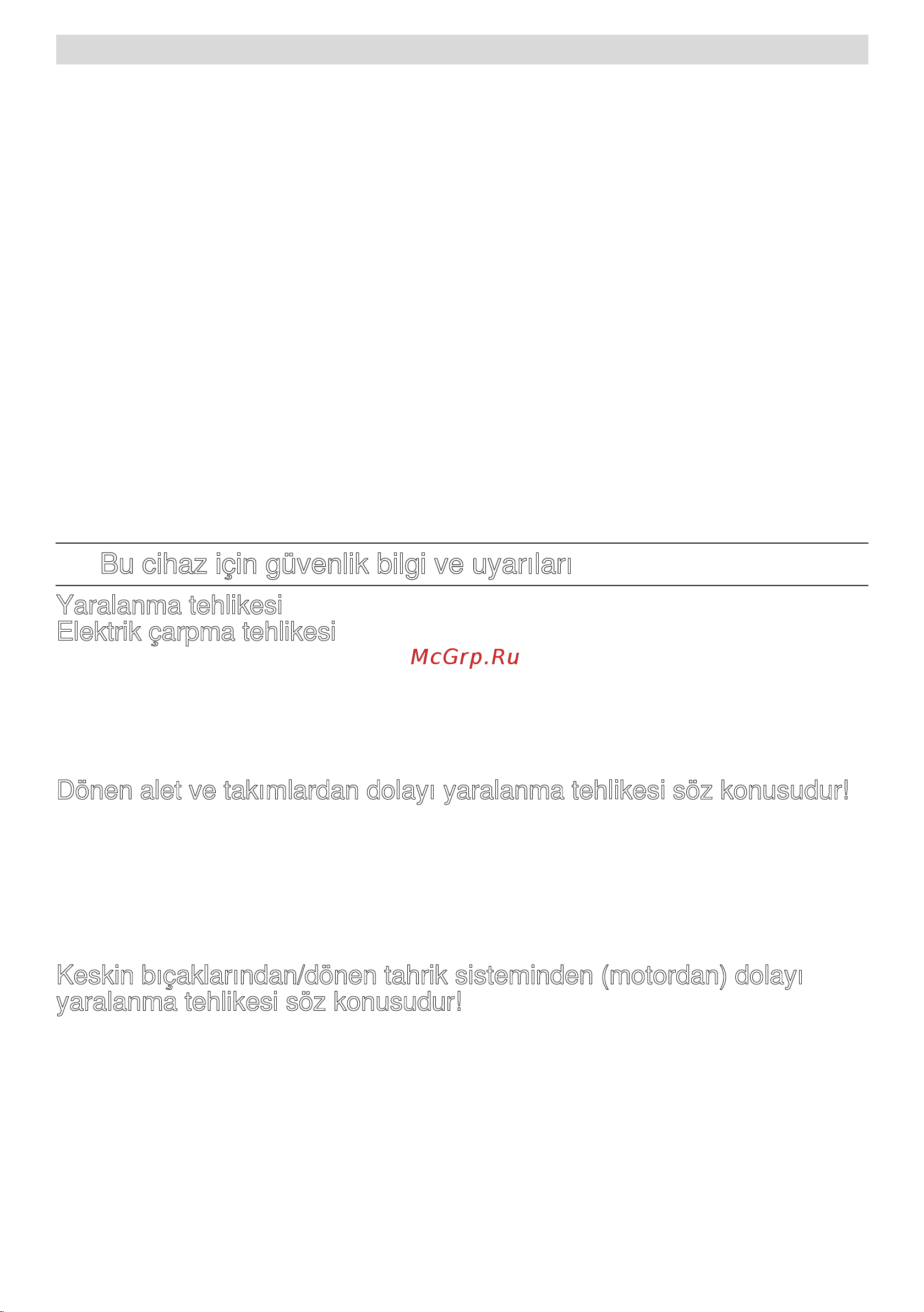 Bosch mcm 3200w [124/194] Bu cihaz için güvenlik bilgi ve uyarıları