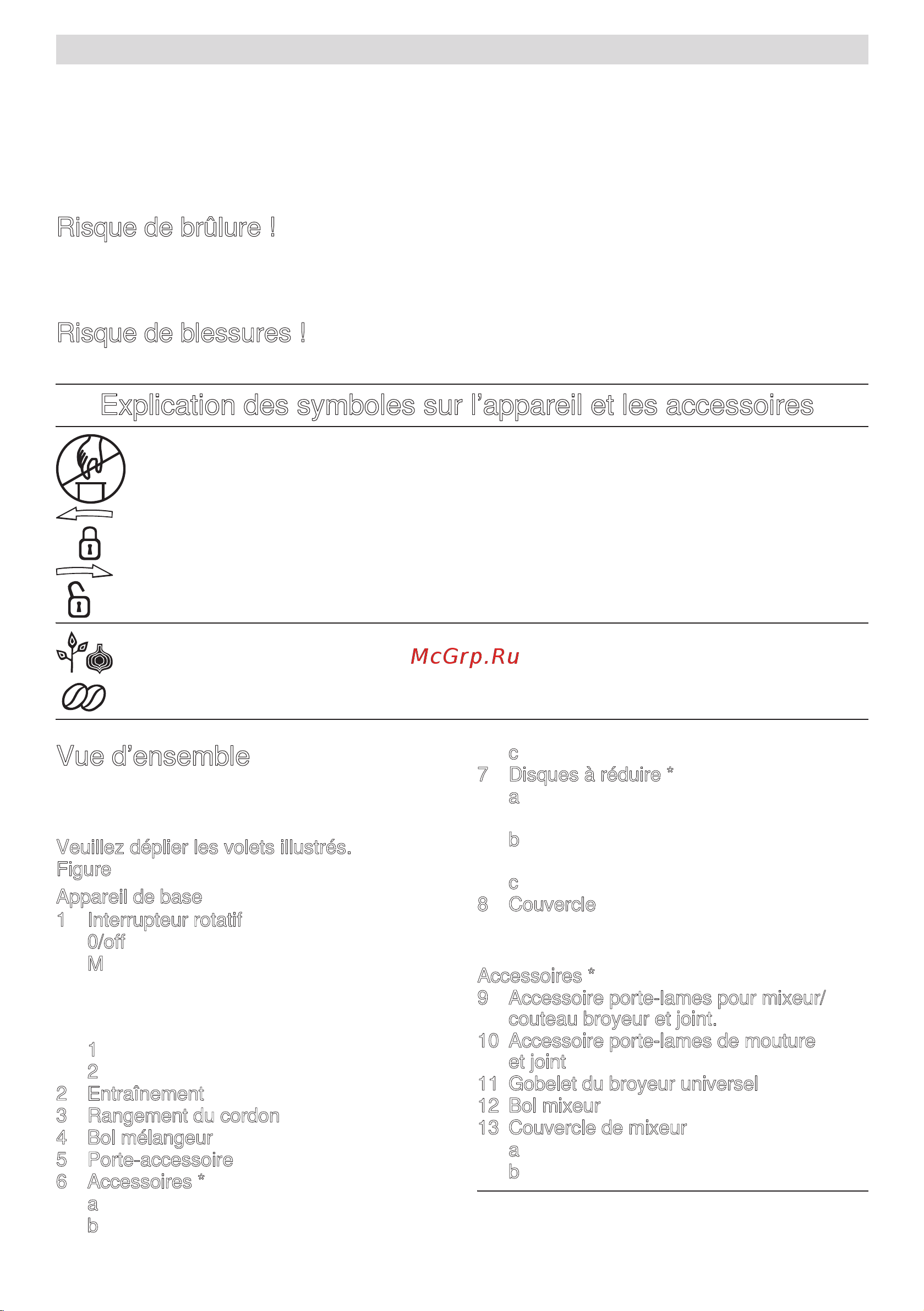 Bosch mcm 3200w [24/194] Explication des symboles sur l appareil et les accessoires
