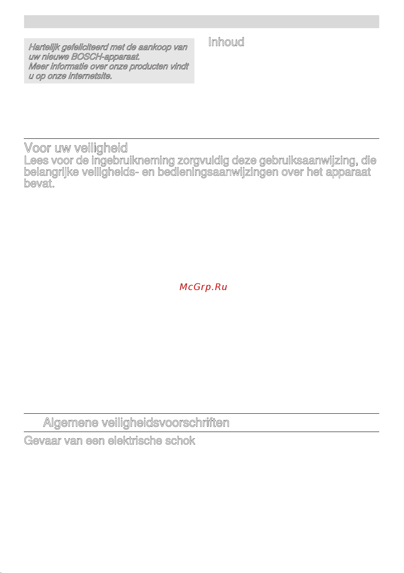 Bosch mcm 3110w [43/194] Voor uw veiligheid