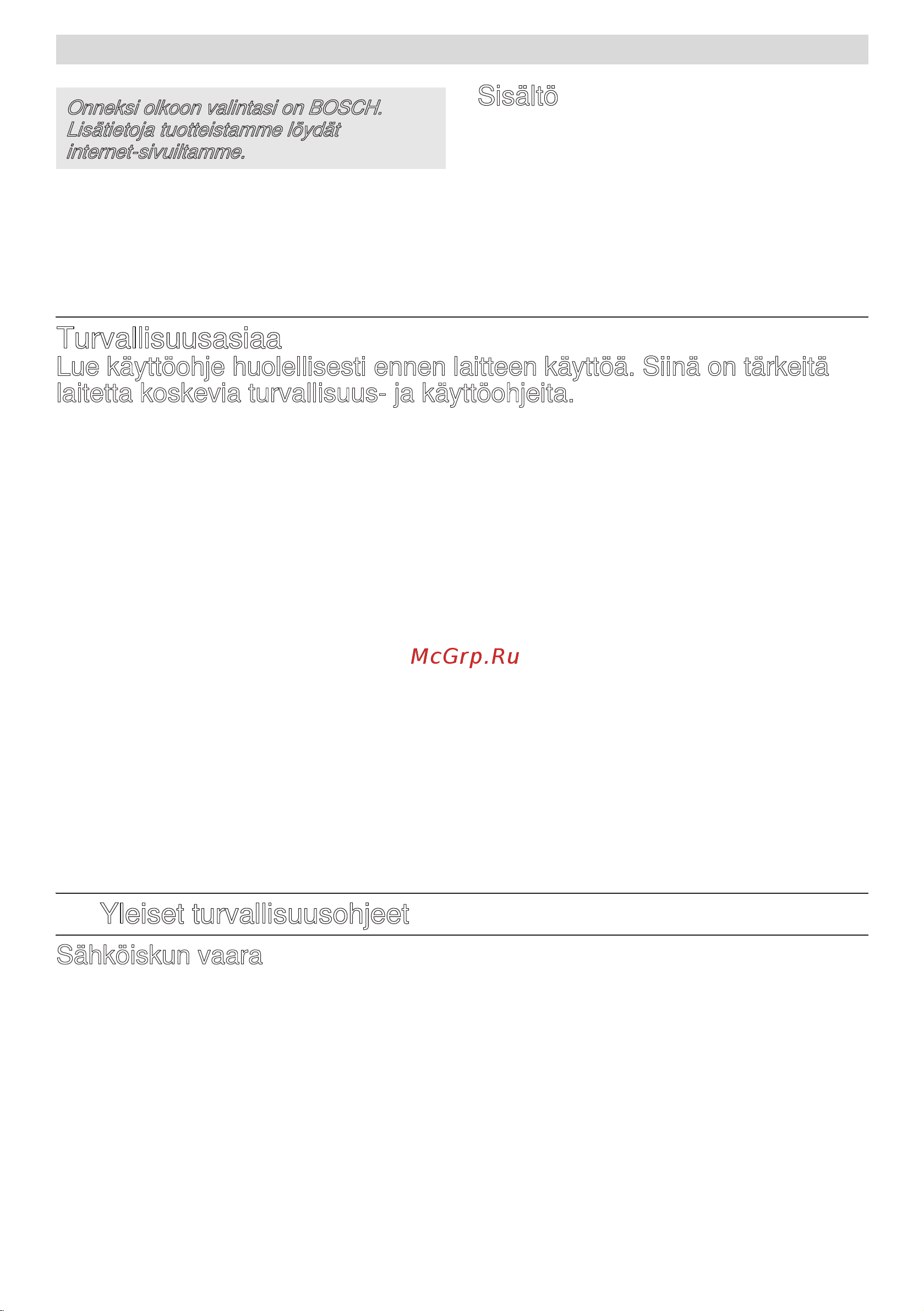 Bosch mcm 3100w [80/194] Turvallisuusasiaa