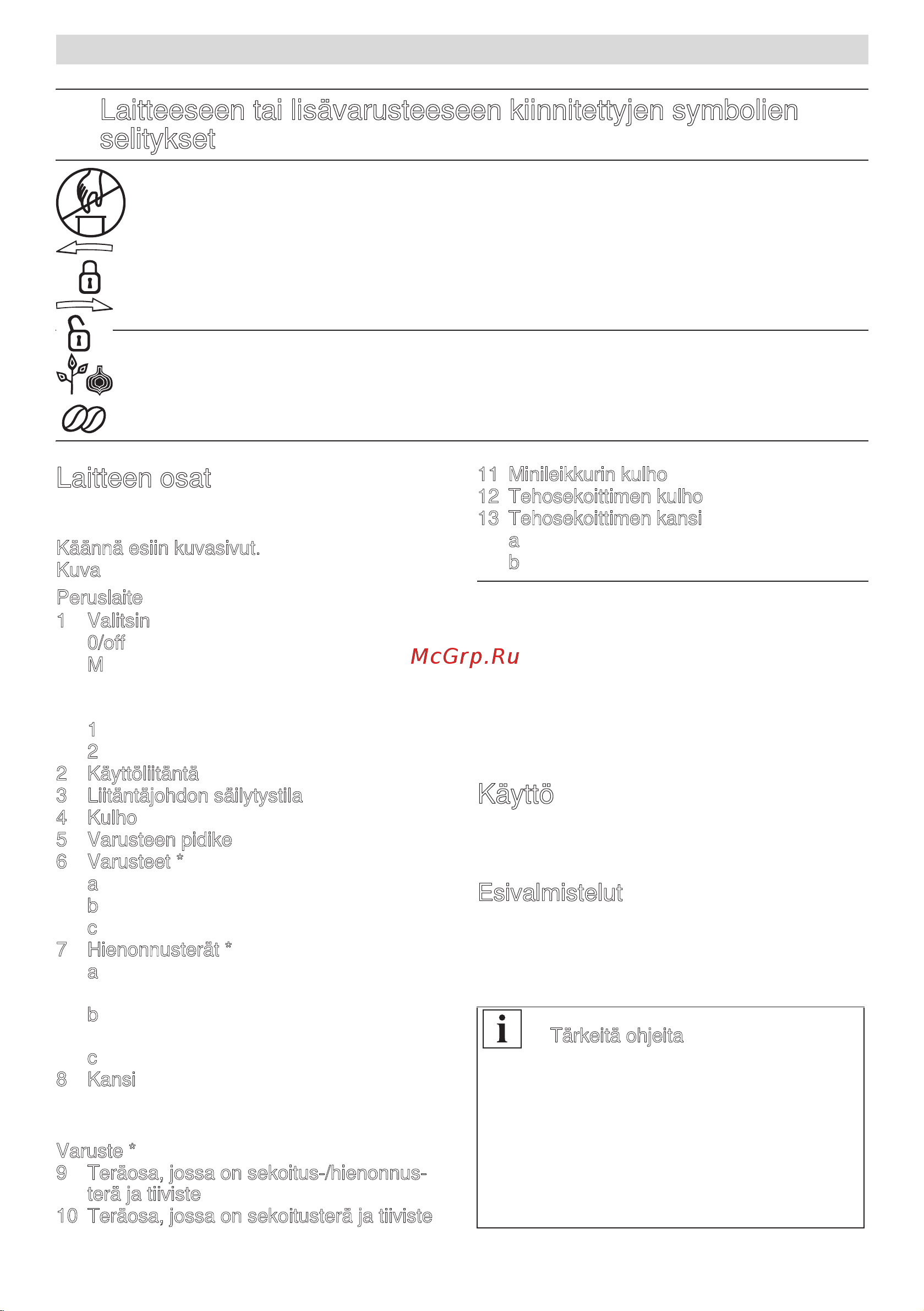 Bosch mcm 3110w [82/194] Laitteeseen tai lisävarusteeseen kiinnitettyjen symbolien