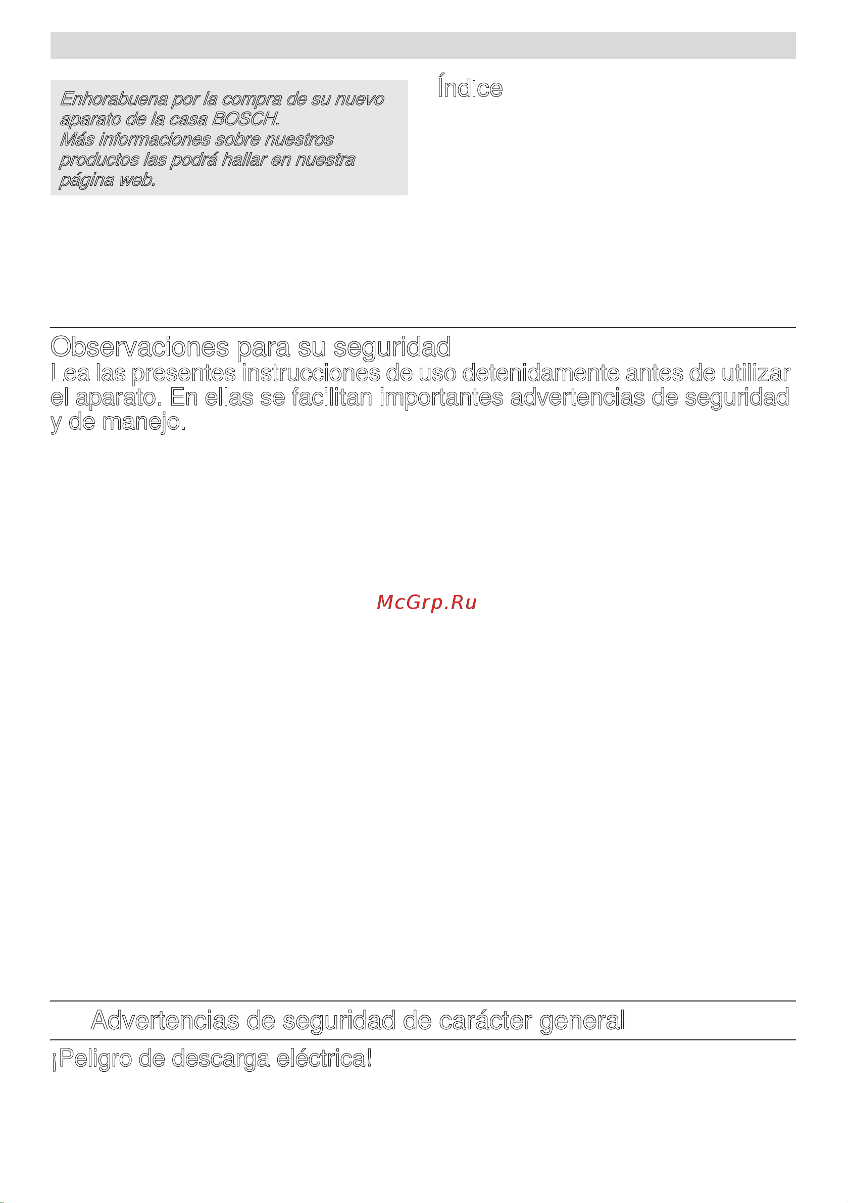 Bosch mcm 3200w [89/194] Observaciones para su seguridad