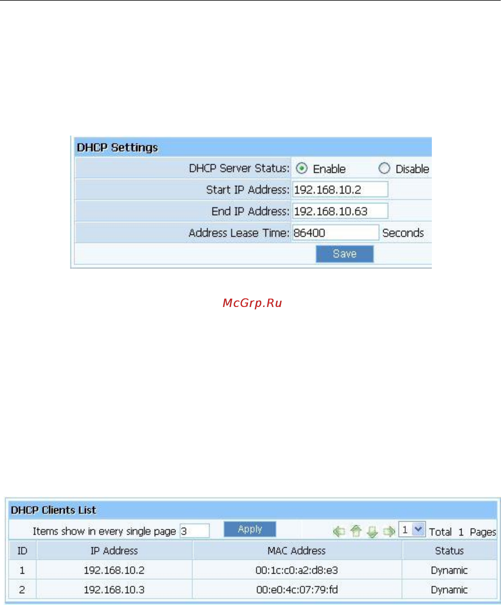 Netis WF-2404 WF-2404D [50/63] Dhcp settings