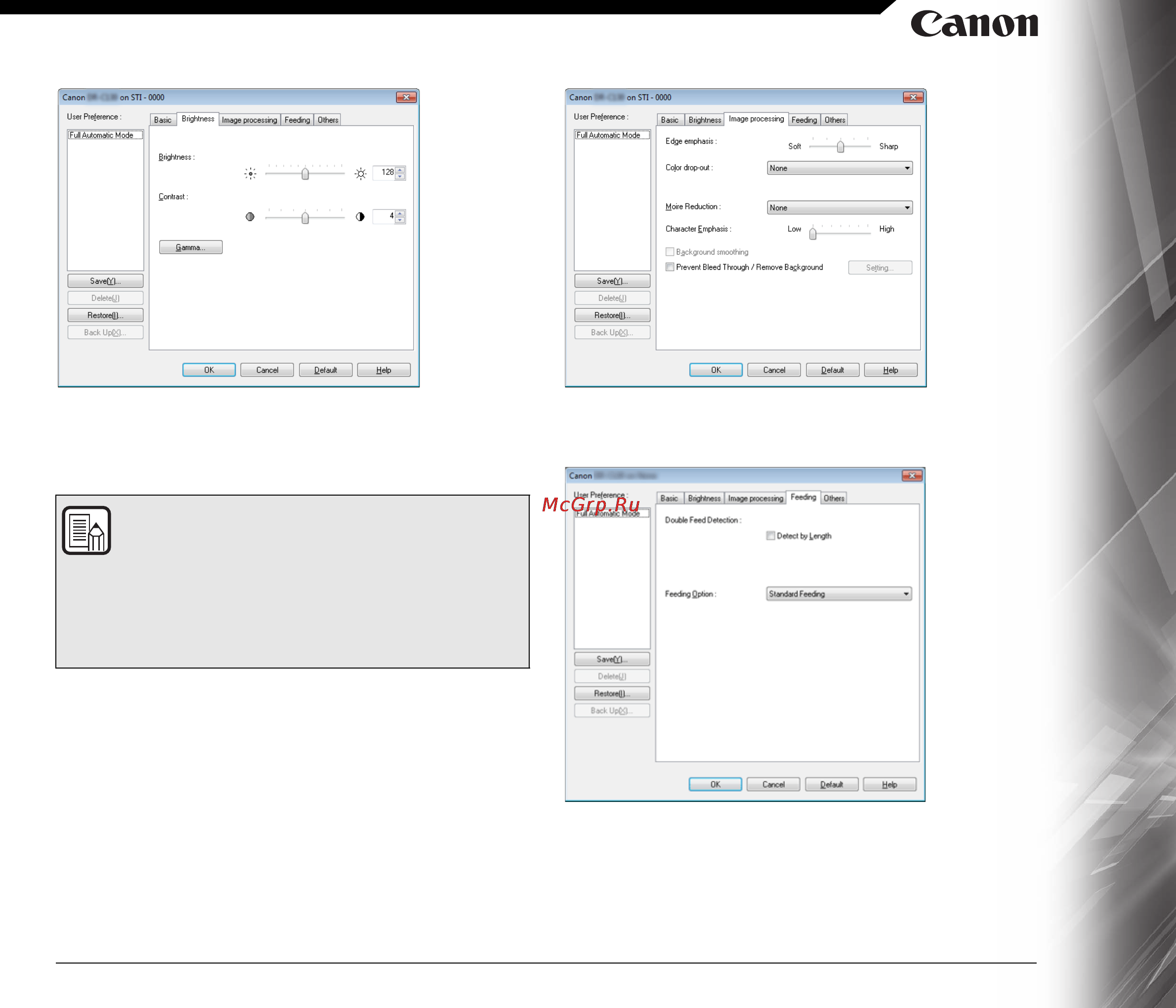 Canon imageformula dr-c120 [53/90] Примечание