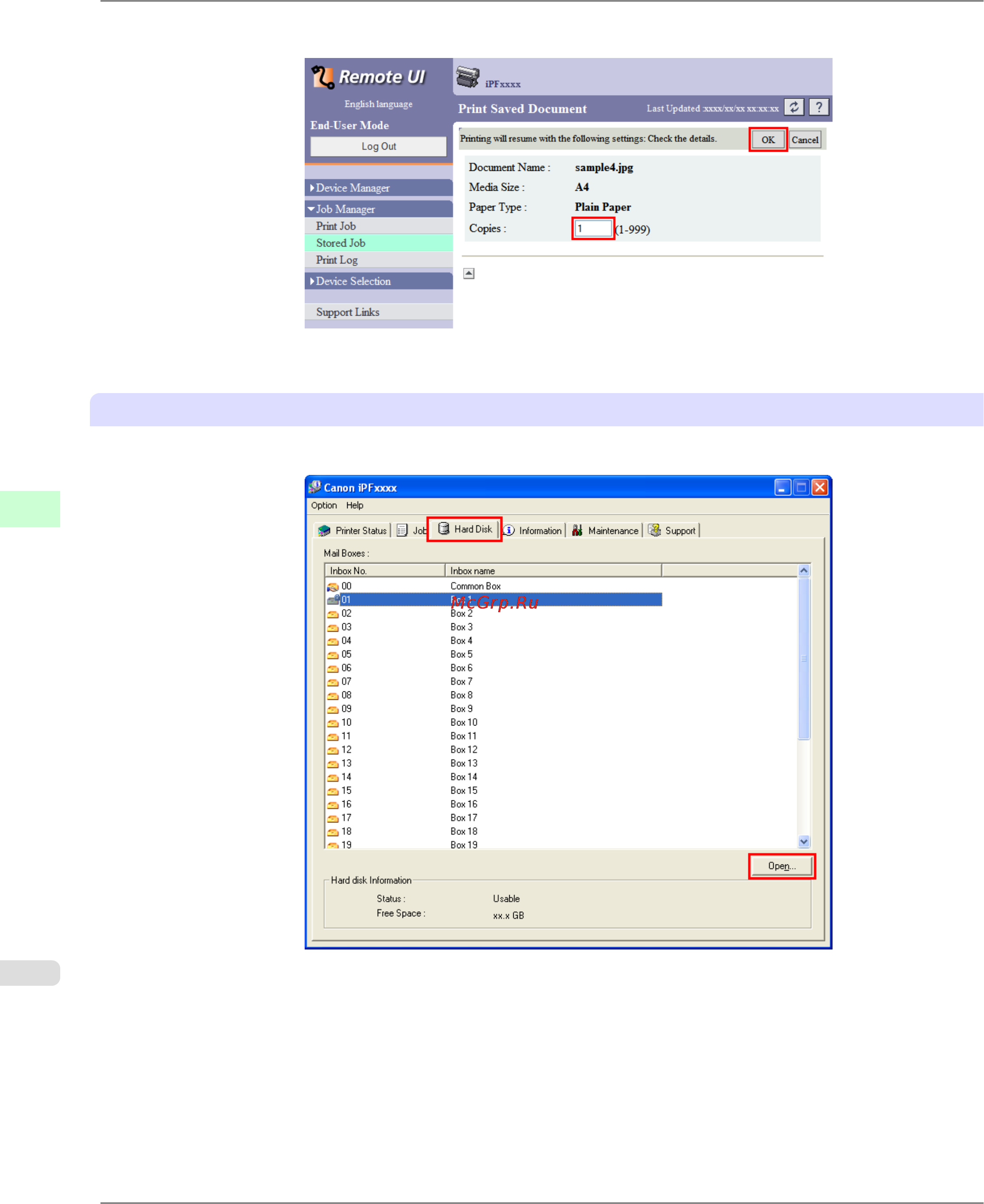 Canon imageprograf ipf825 [596/956] Using imageprograf status monitor