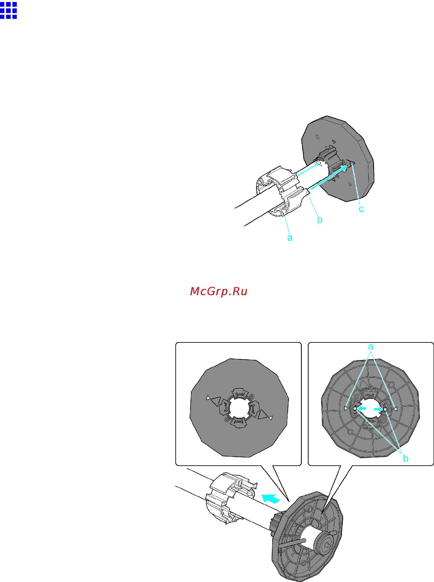 Canon imageprograf ipf605 [150/578] Attaching accessories to the roll holder