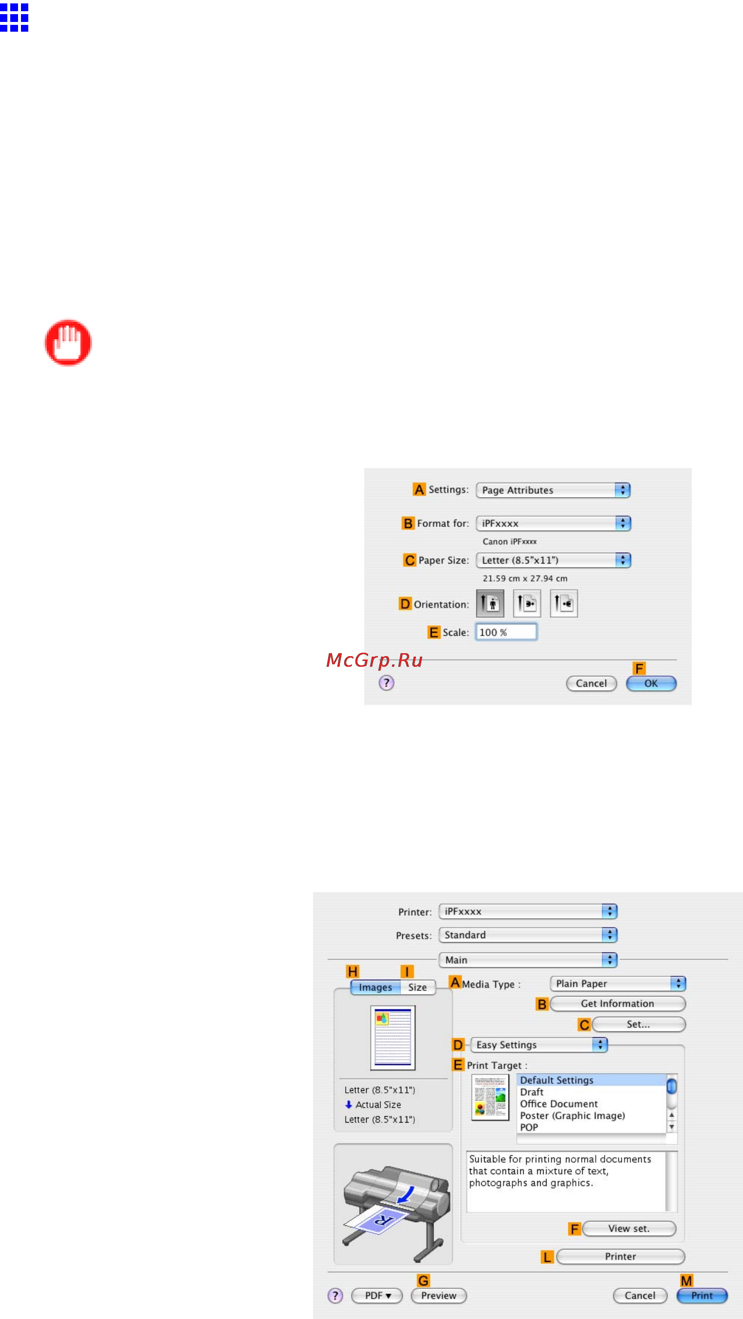 Canon imageprograf ipf605 [238/578] Resizing originals by entering a scaling value mac os x