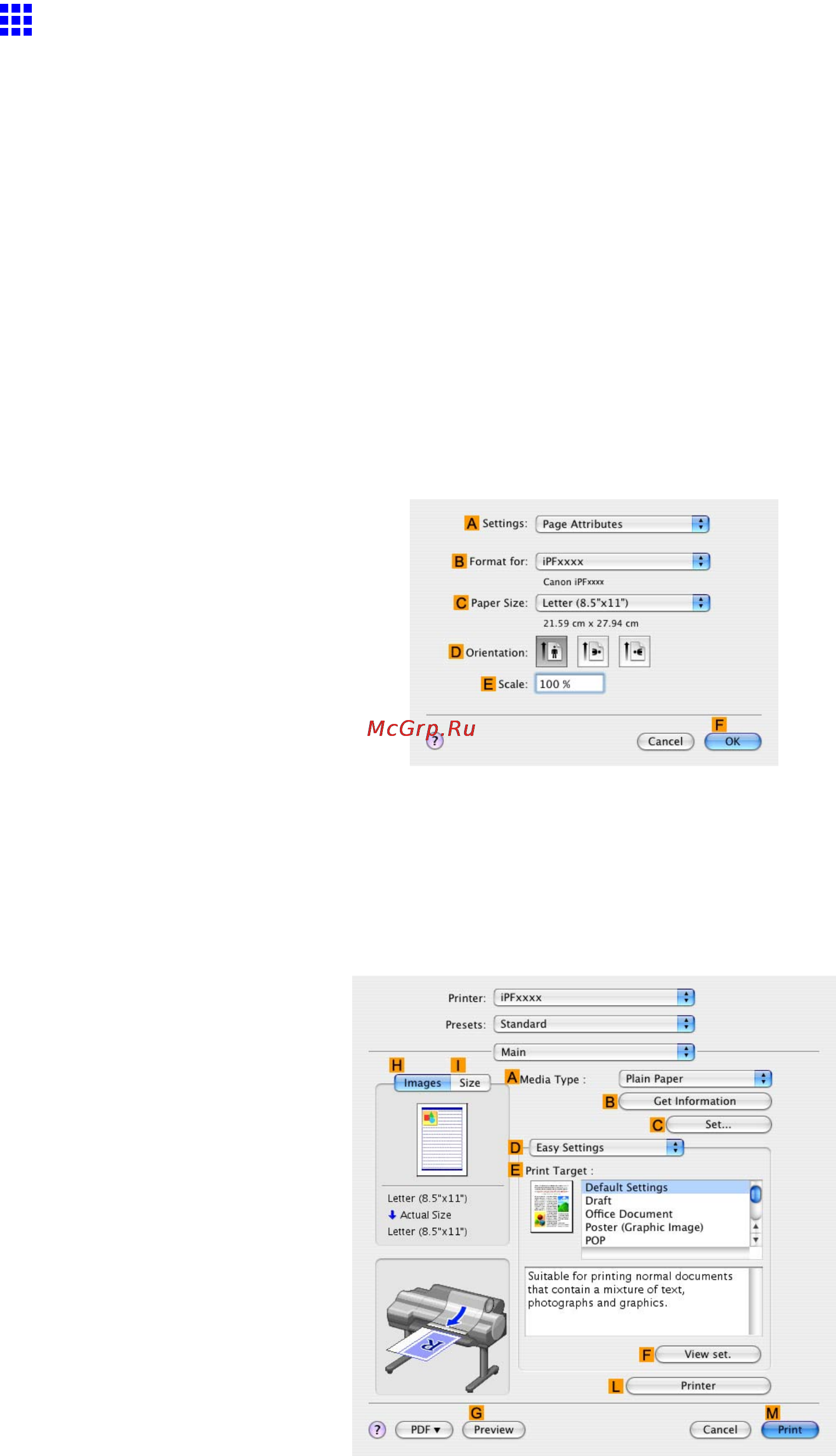 Canon imageprograf ipf605 [329/578] Conserving roll paper by rotating originals 90 degrees mac os x