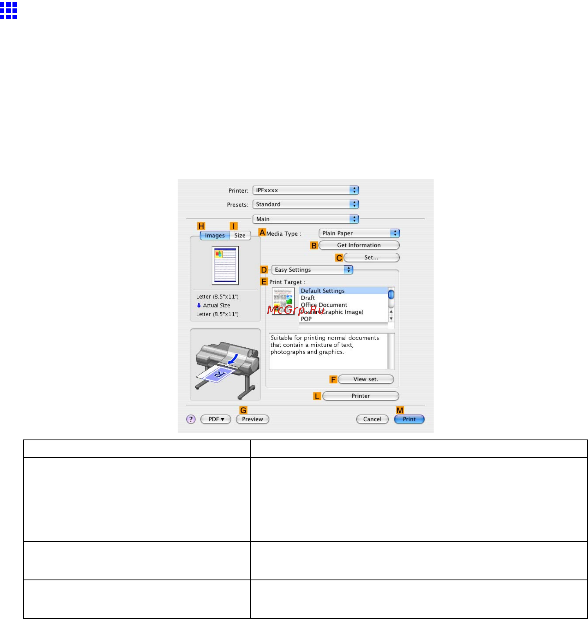Canon imageprograf ipf605 [409/578] Confirming print settings mac os x
