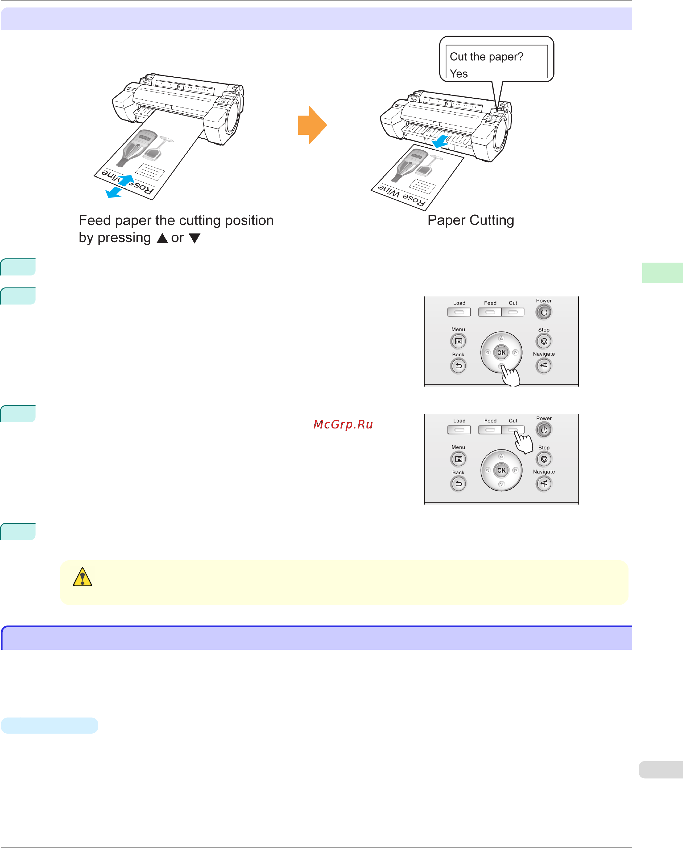 Canon imageprograf ipf785 [391/700] Cutting the leading edge of roll paper automatically