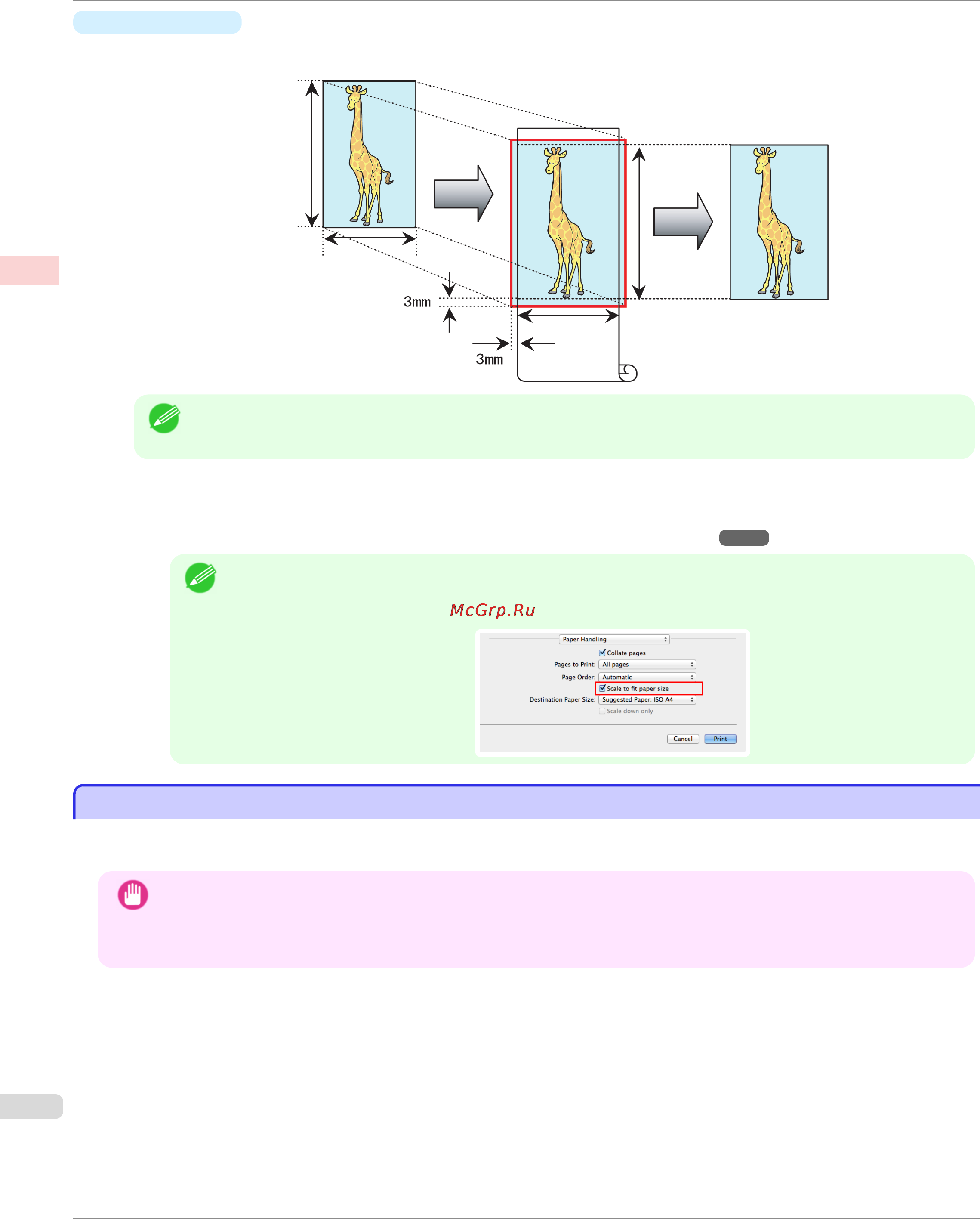 Canon imageprograf ipf785 [88/700] Borderless printing by resizing originals to match the paper size windows